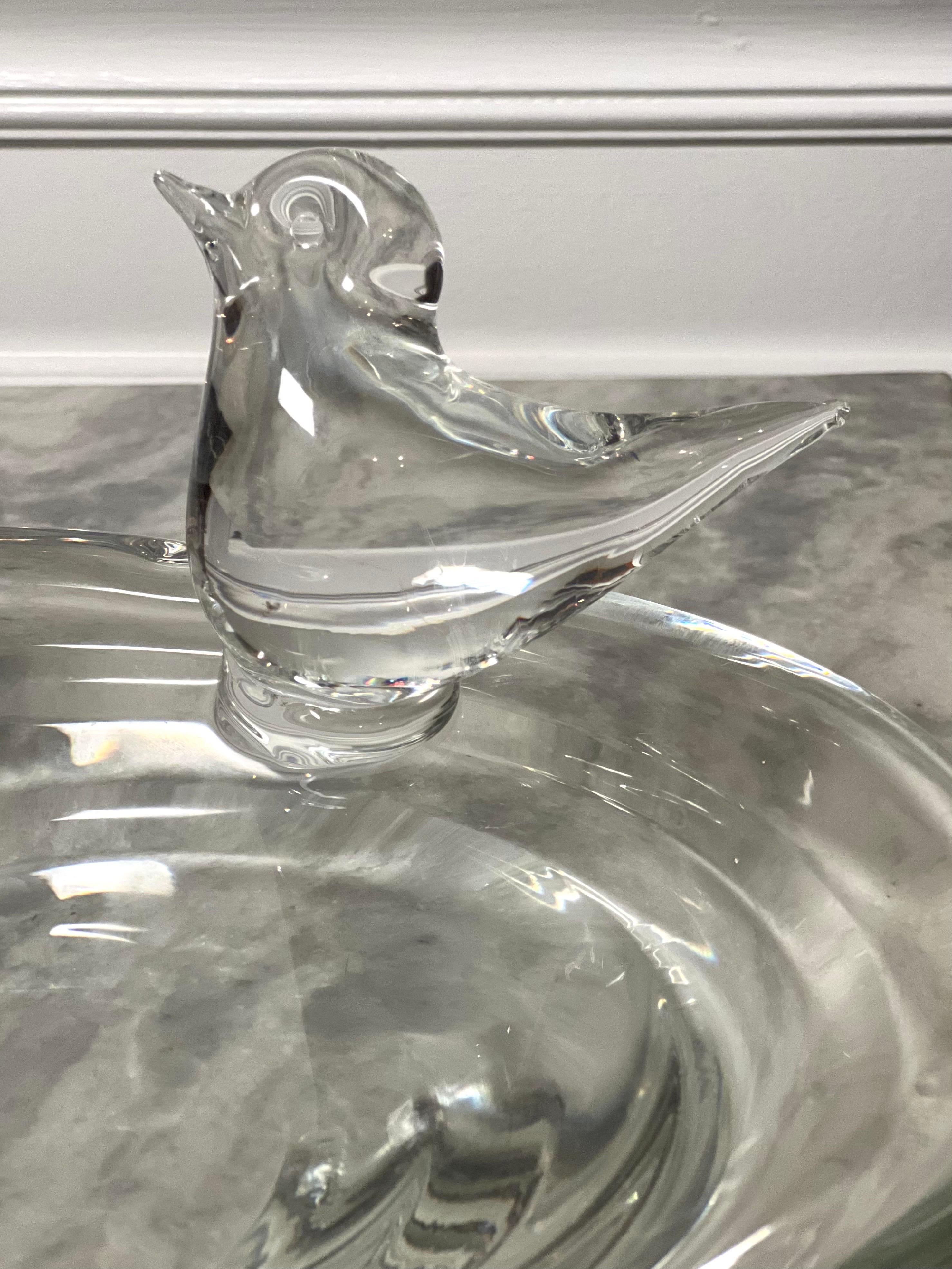 Licio Zanetti Murano Verre Clair Sculptural Bird Decorated Bowl, Signé en vente 6