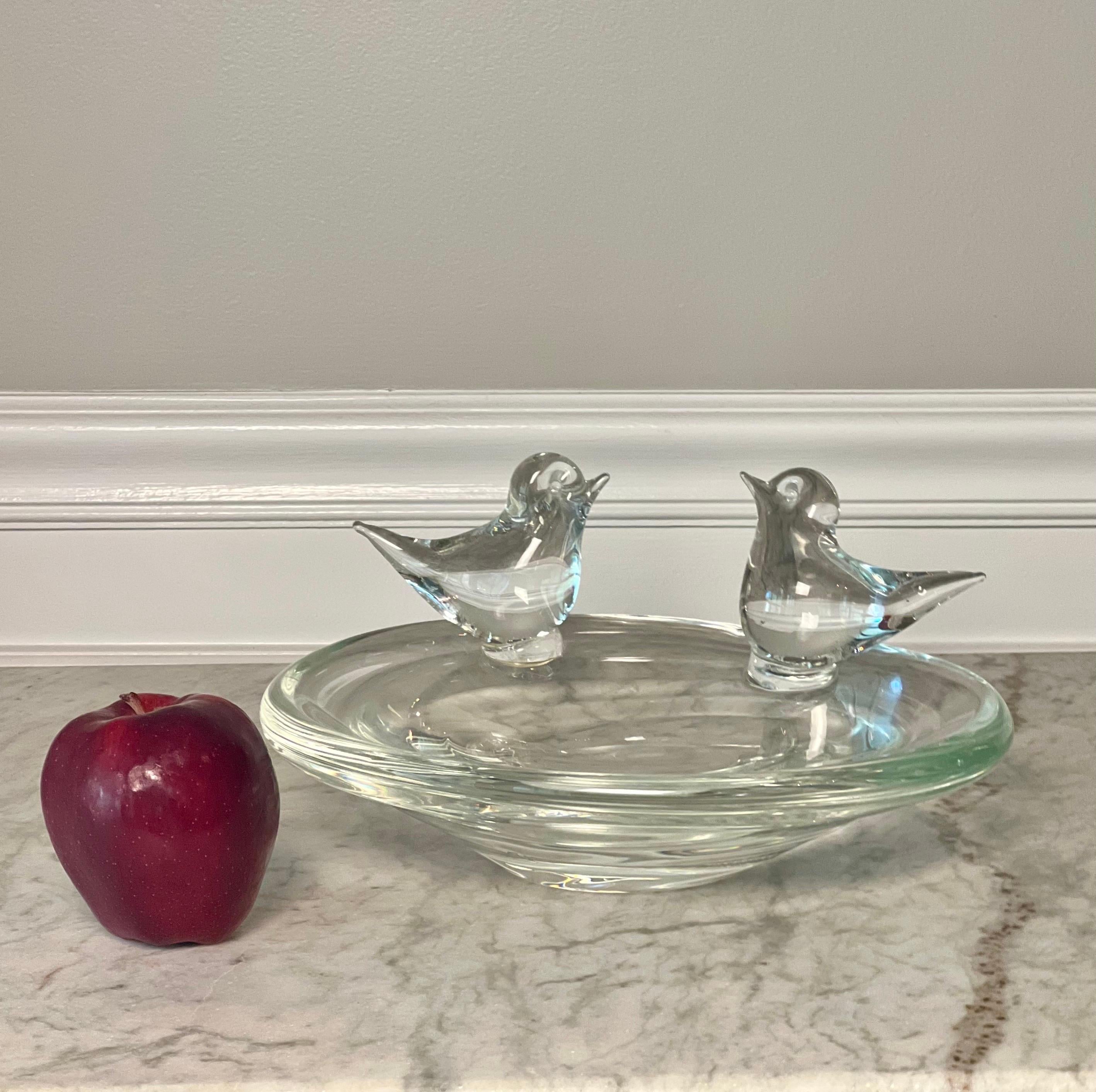 Licio Zanetti Murano Verre Clair Sculptural Bird Decorated Bowl, Signé en vente 7