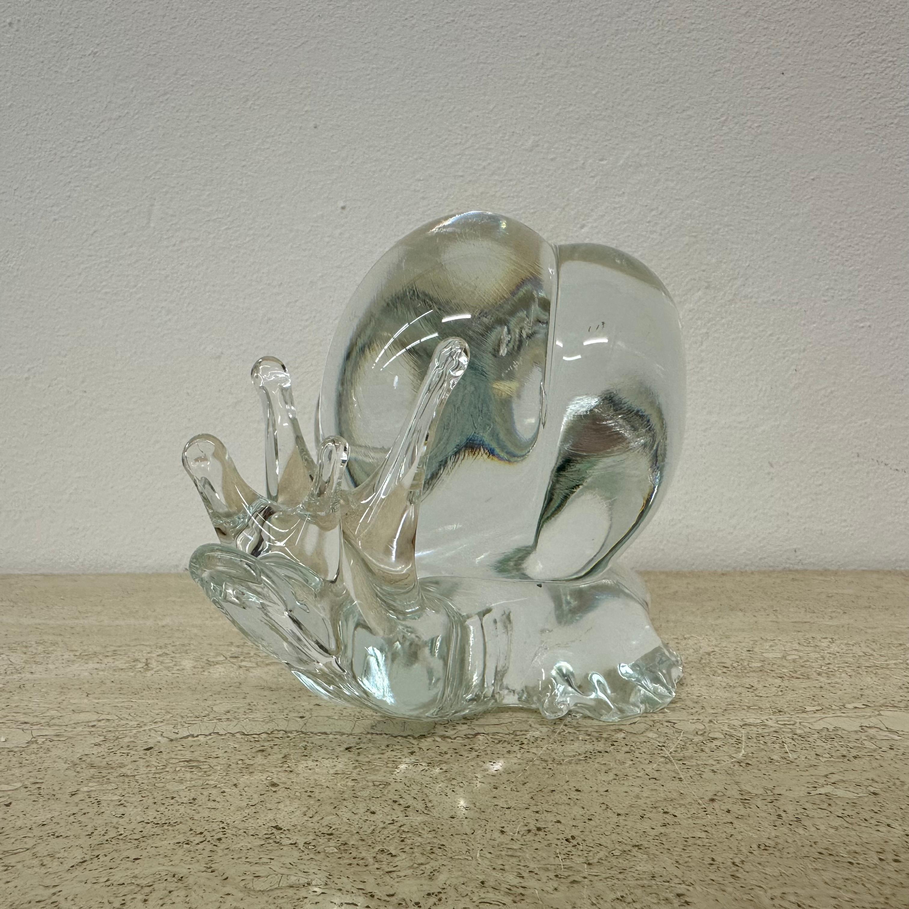 Licio Zanetti Estatuilla de caracol de cristal de Murano , años 70 Italia en venta 3