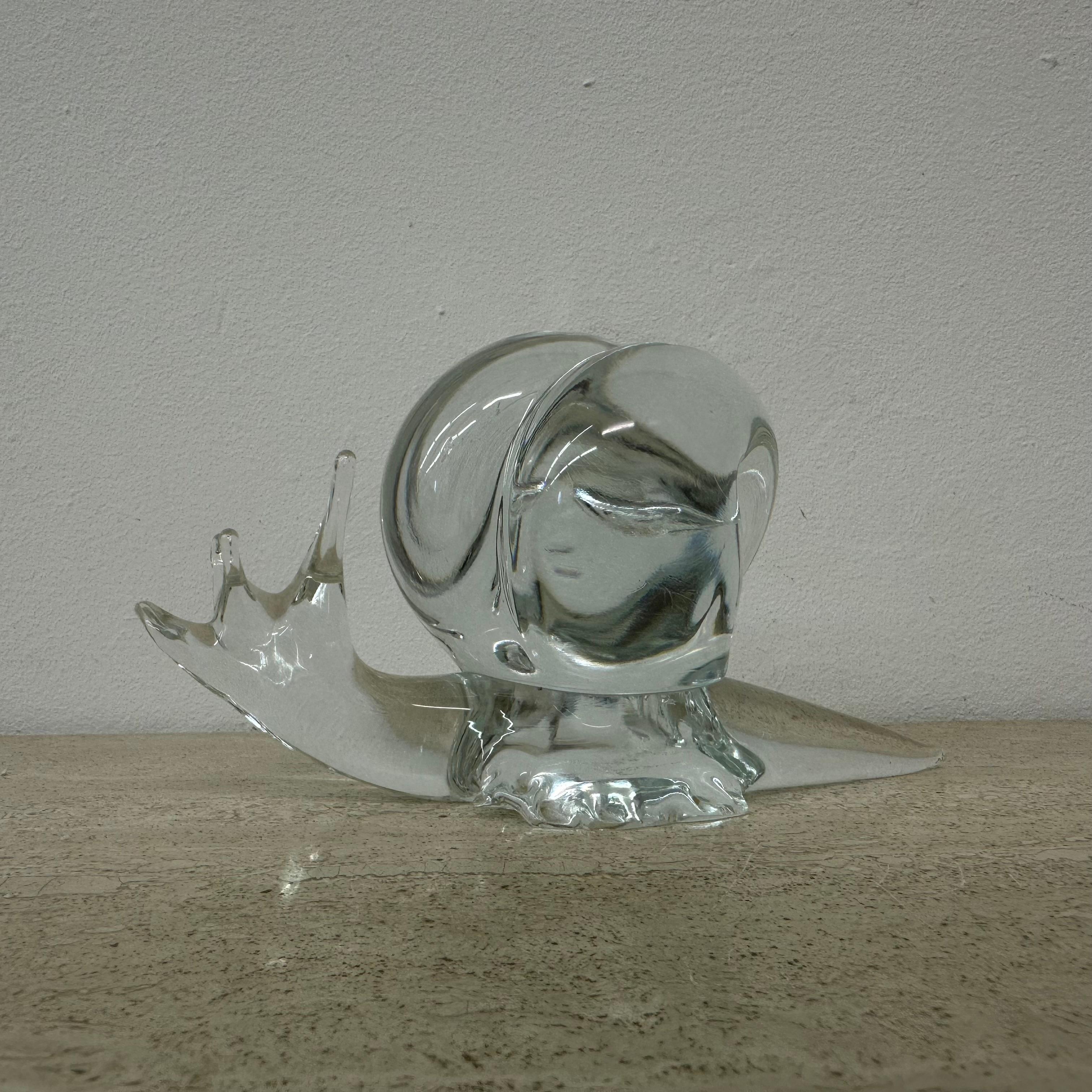 Licio Zanetti Estatuilla de caracol de cristal de Murano , años 70 Italia Moderno de mediados de siglo en venta
