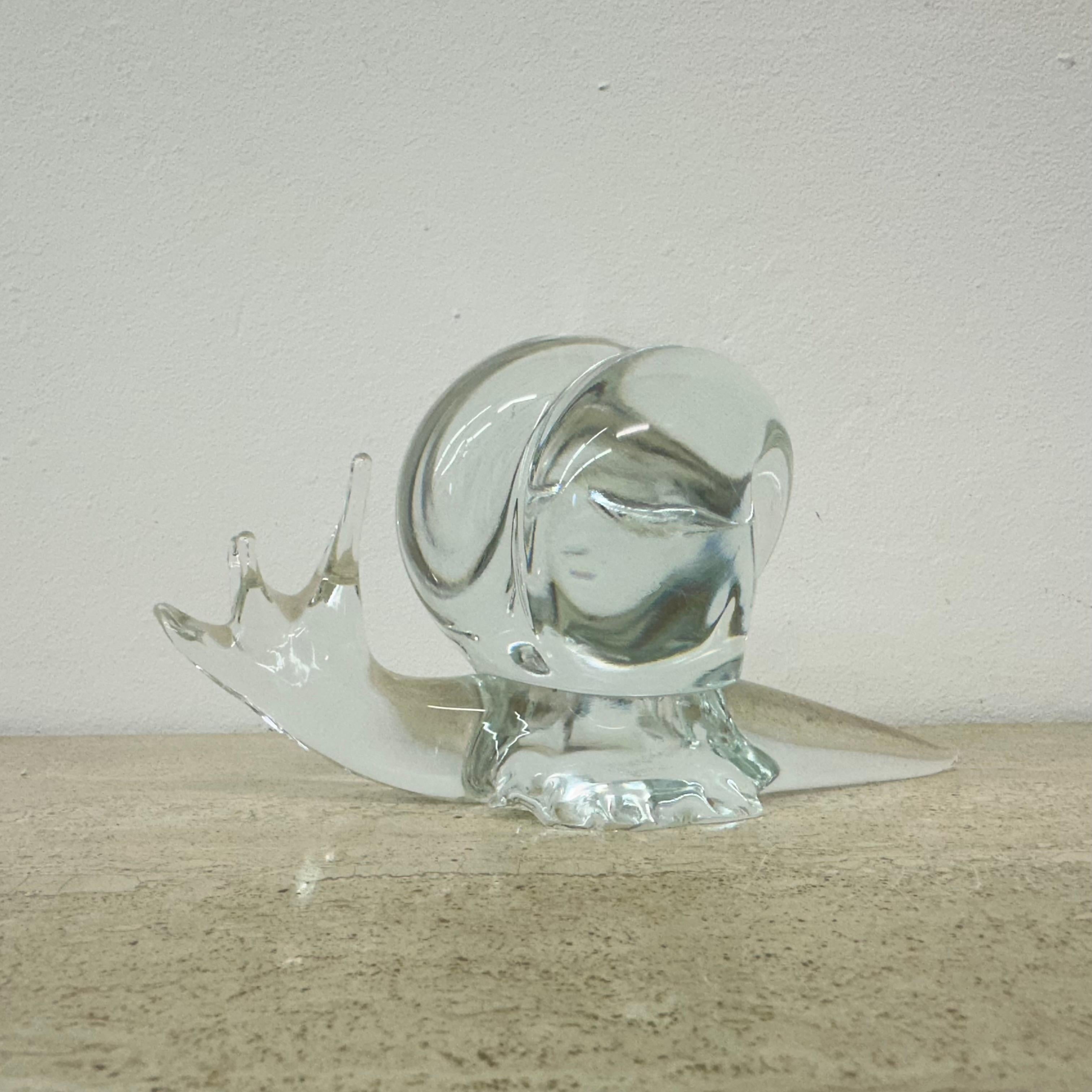 Licio Zanetti Estatuilla de caracol de cristal de Murano , años 70 Italia Italiano en venta