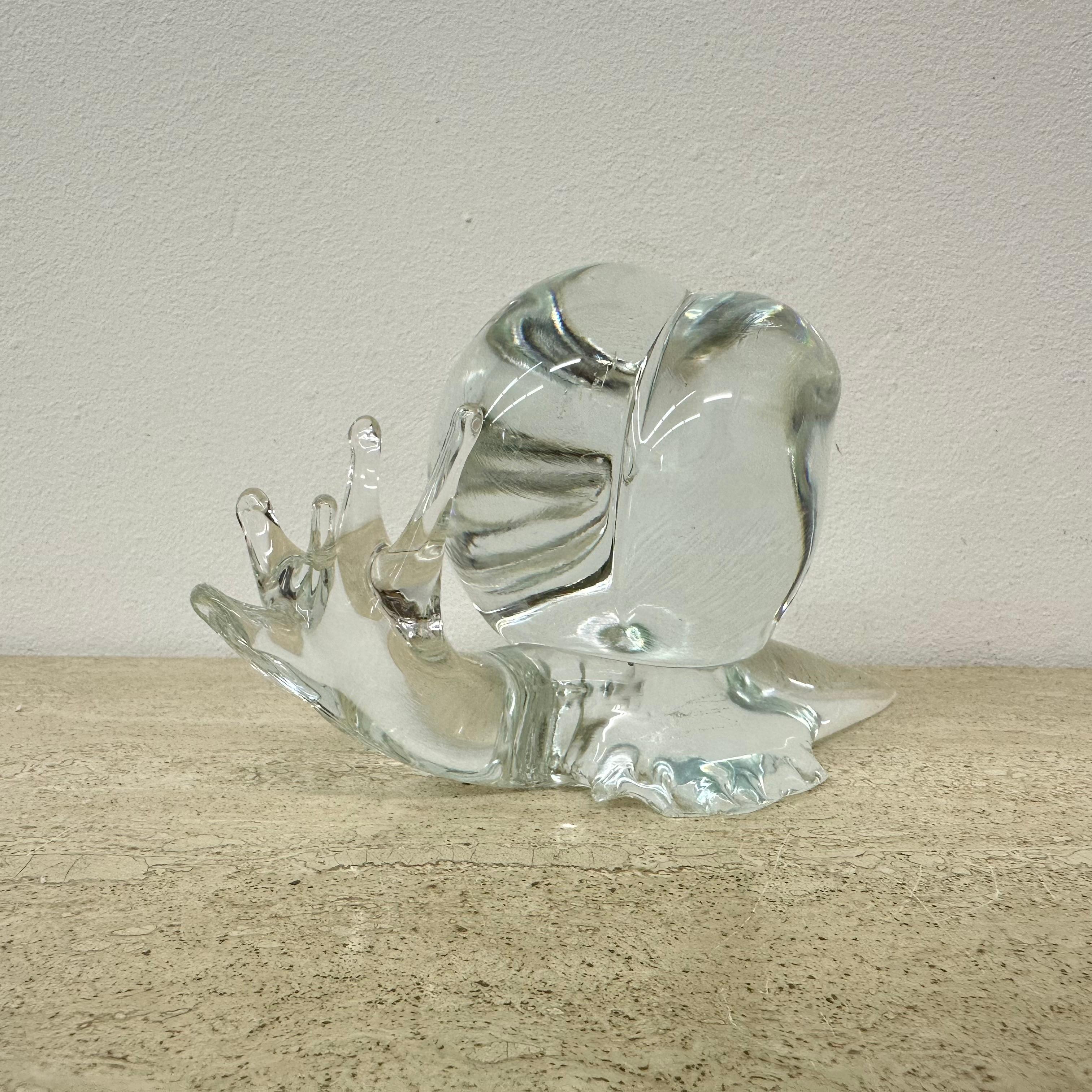 Licio Zanetti Estatuilla de caracol de cristal de Murano , años 70 Italia finales del siglo XX en venta