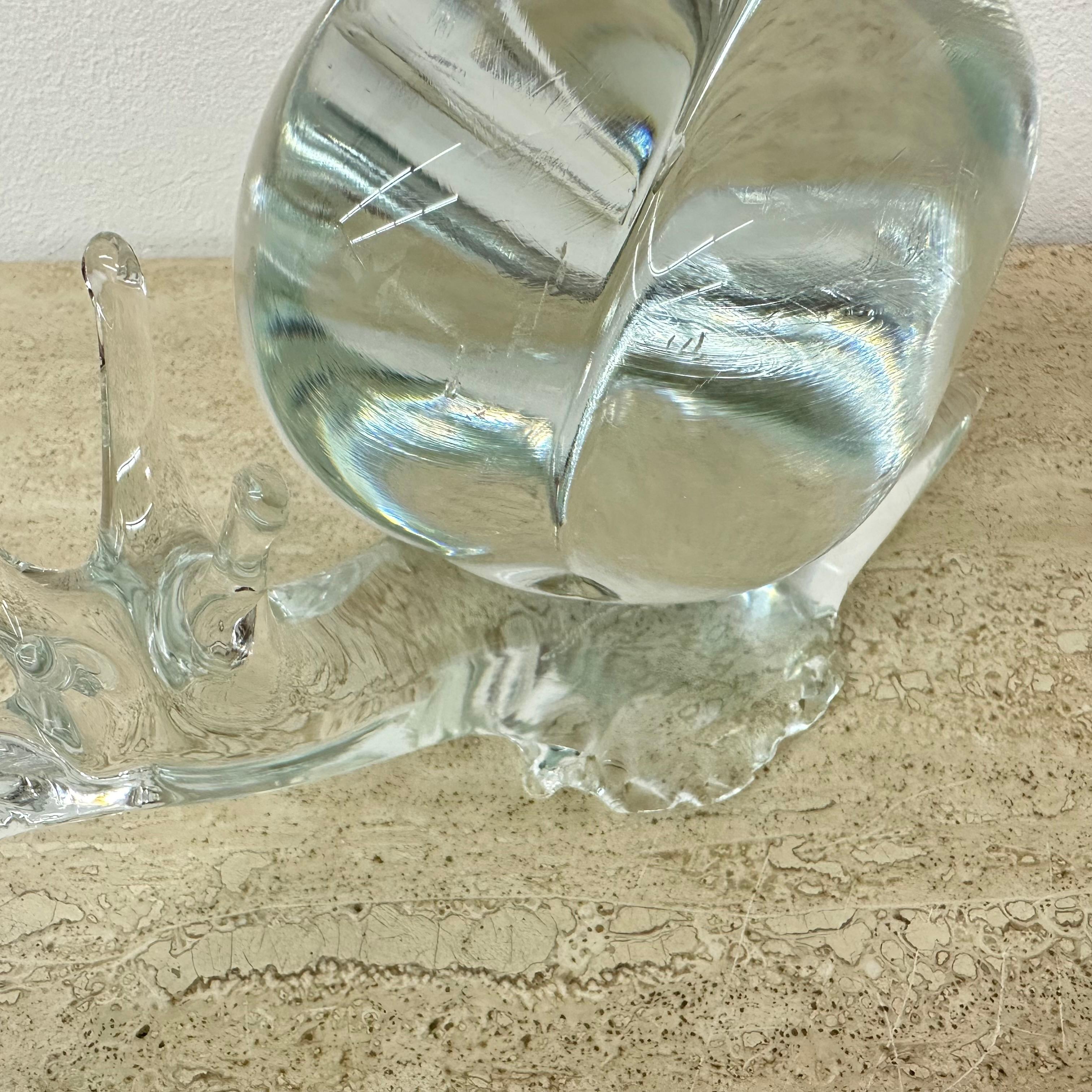 Licio Zanetti Estatuilla de caracol de cristal de Murano , años 70 Italia Vidrio en venta