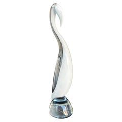 Licio Zanetti Murano Glass Sommerso Lattimo Escultura de pájaro, Italia