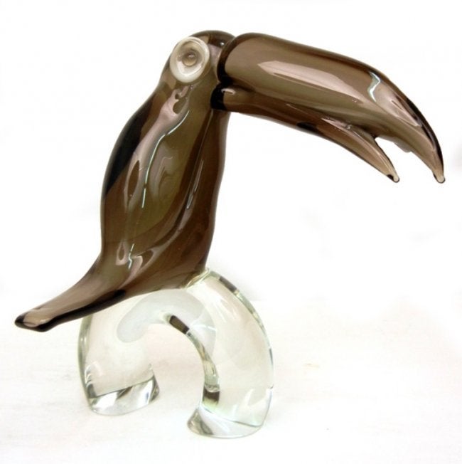 Licio Zanetti Figurative Sculpture - Exquisite Signed Murano Handblown Glass Toucan Sculpture