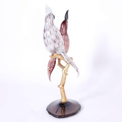 Scultura in vetro e bronzo di Zanetti Murano con due uccelli