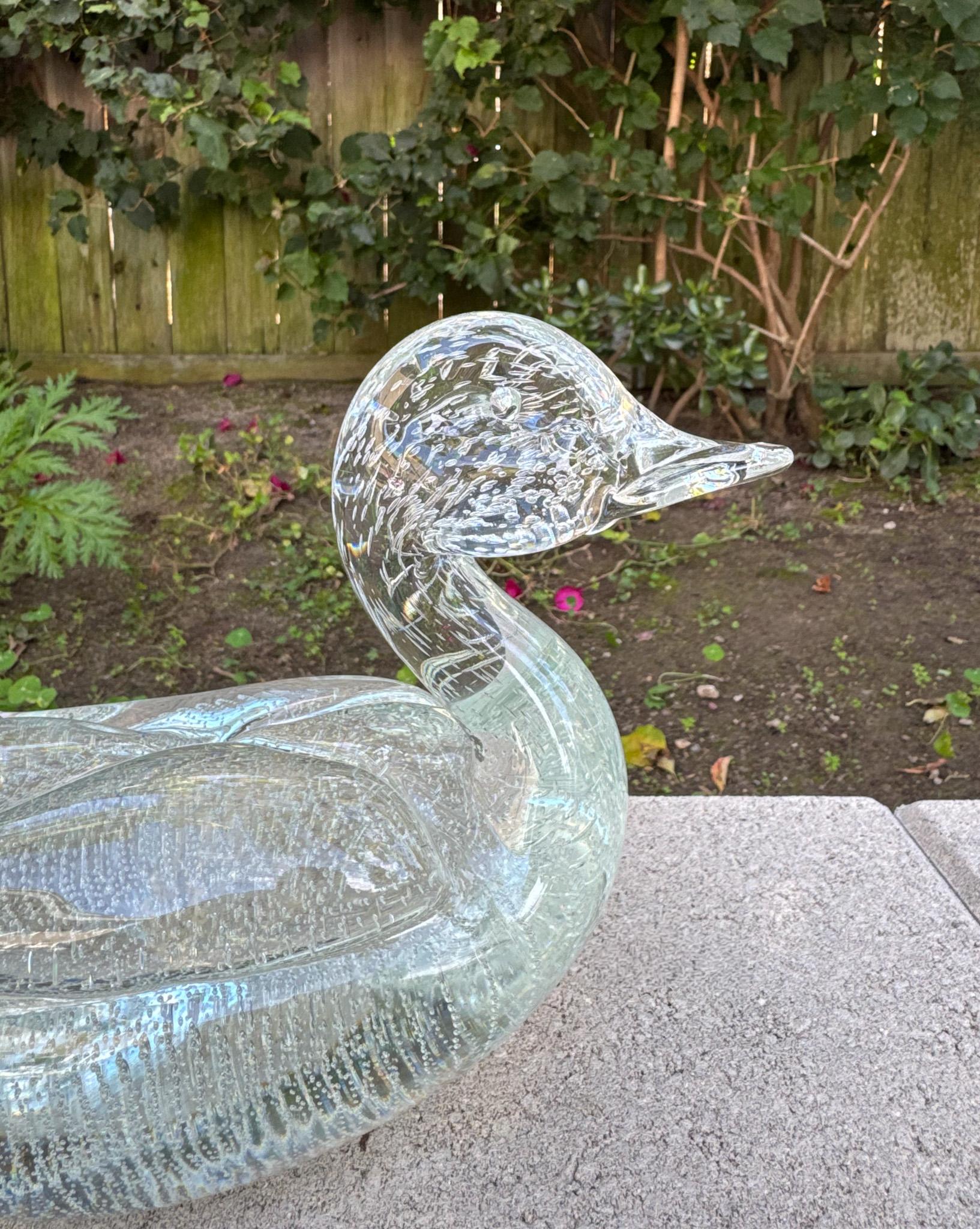 Licio Zanetti Signed Large Murano Art Glass Duck Sculpture, Italy