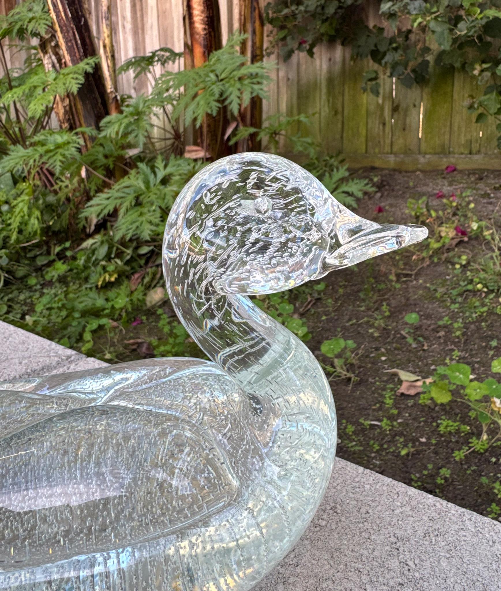 Licio Zanetti Signed Large Murano Art Glass Duck Sculpture, Italy