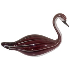 Licio Zanetti Signé Murano Grande Sculpture en forme de Swan