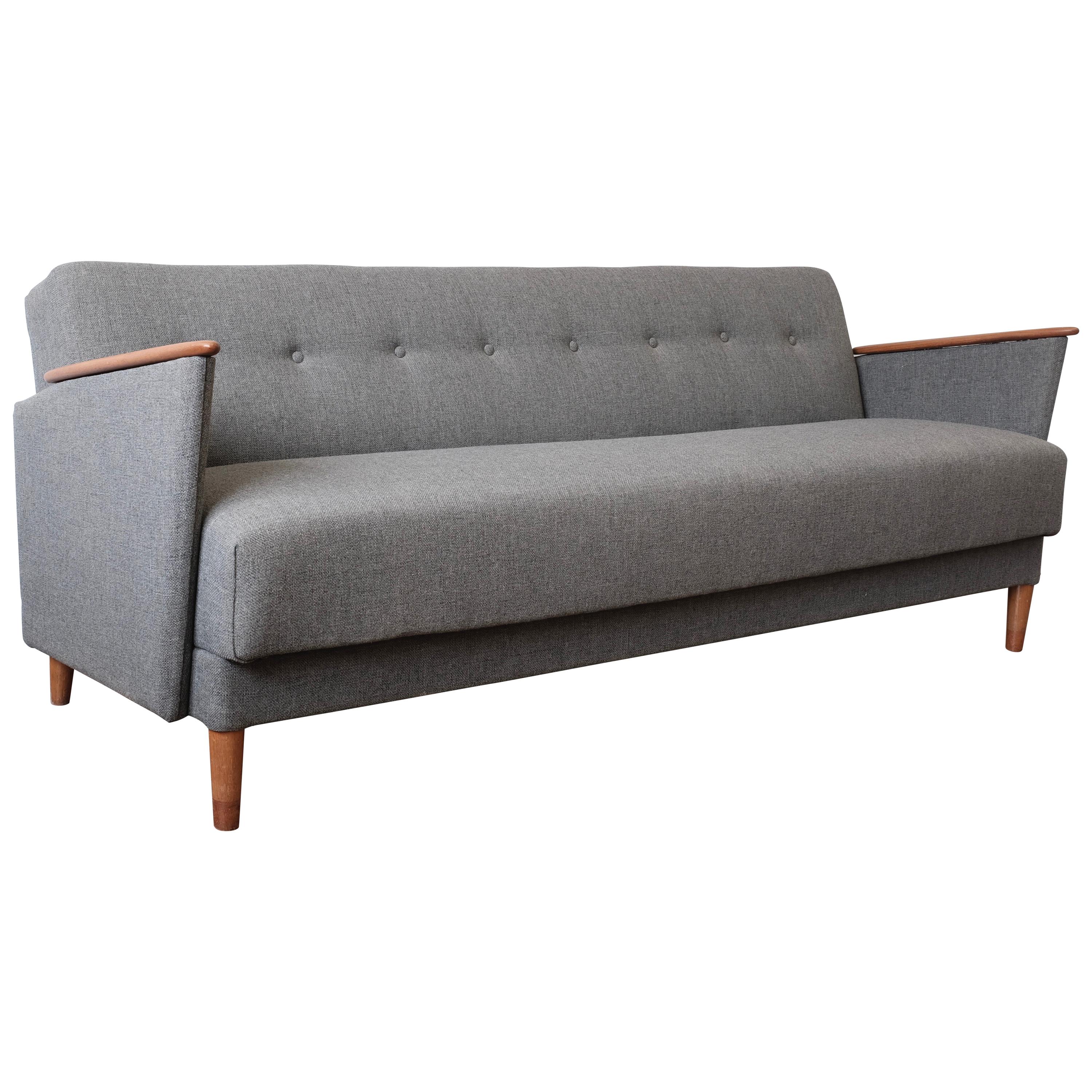 Lico System Sofa-Bed Reupholstered in Grey For Sale