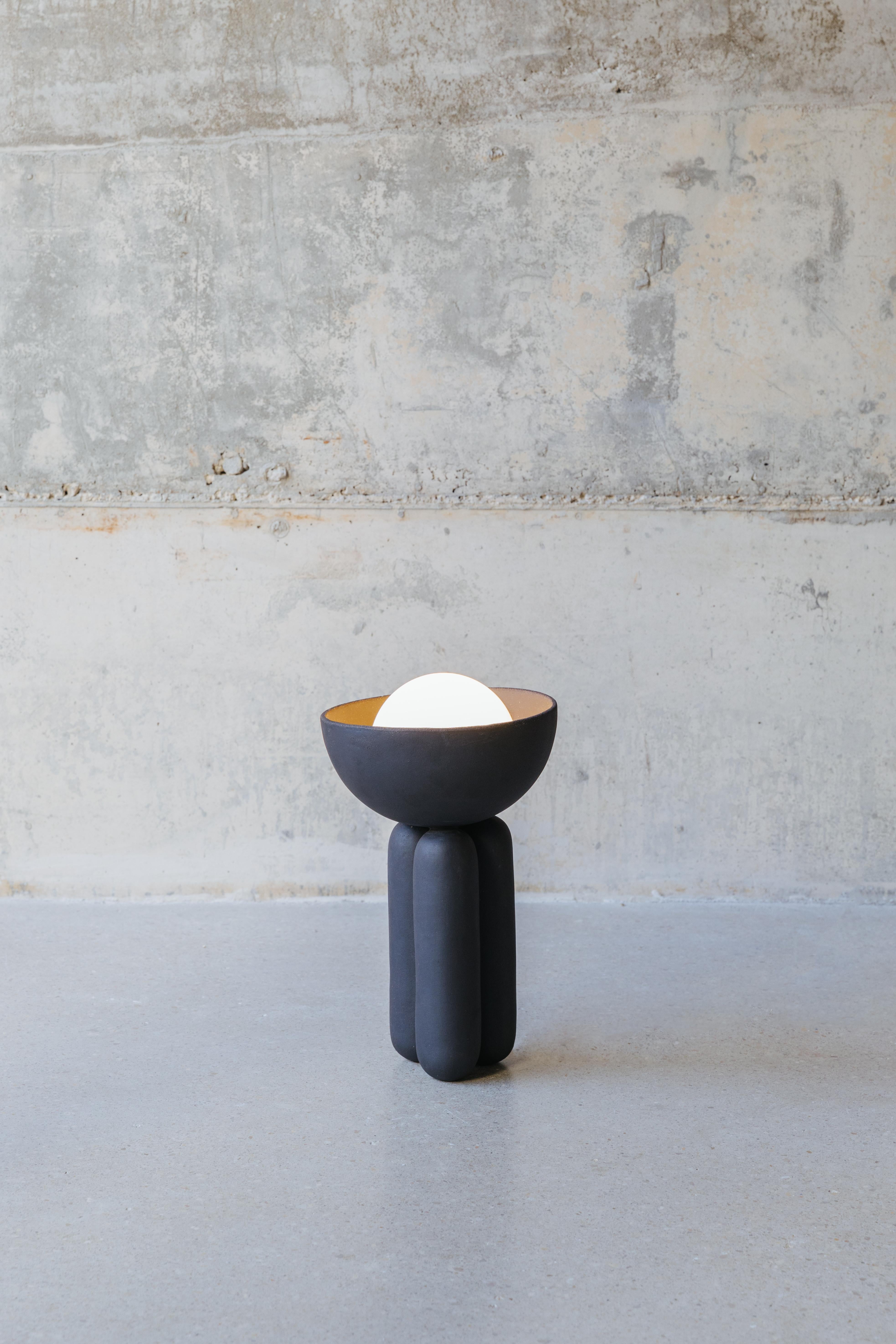 Modern Licorice Medium Moor Half Sphere Lamp by Lisa Allegra For Sale