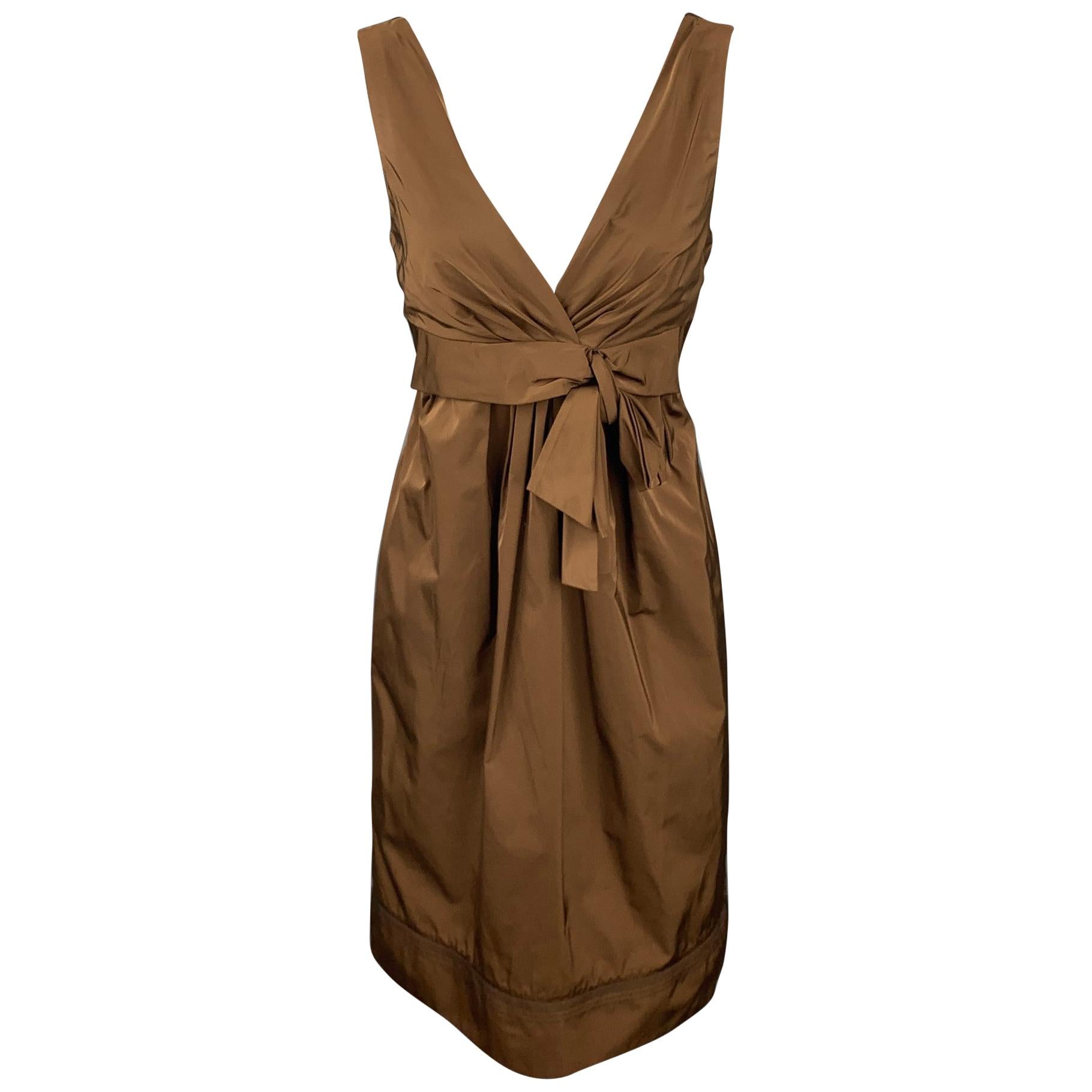 LIDA BADAY Size 8 Brown Polyester Sleeveless Sheath Dress