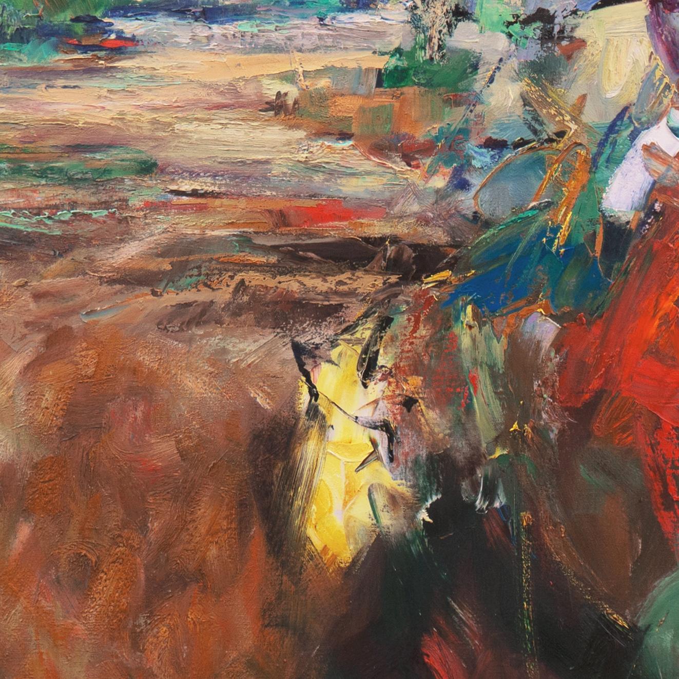 'Cowboy Joe', Bay Area Abstraction Oil, Woman Artist, Smithsonian, SFAA, Western - Abstract Impressionist Painting by Lida Giambastiani