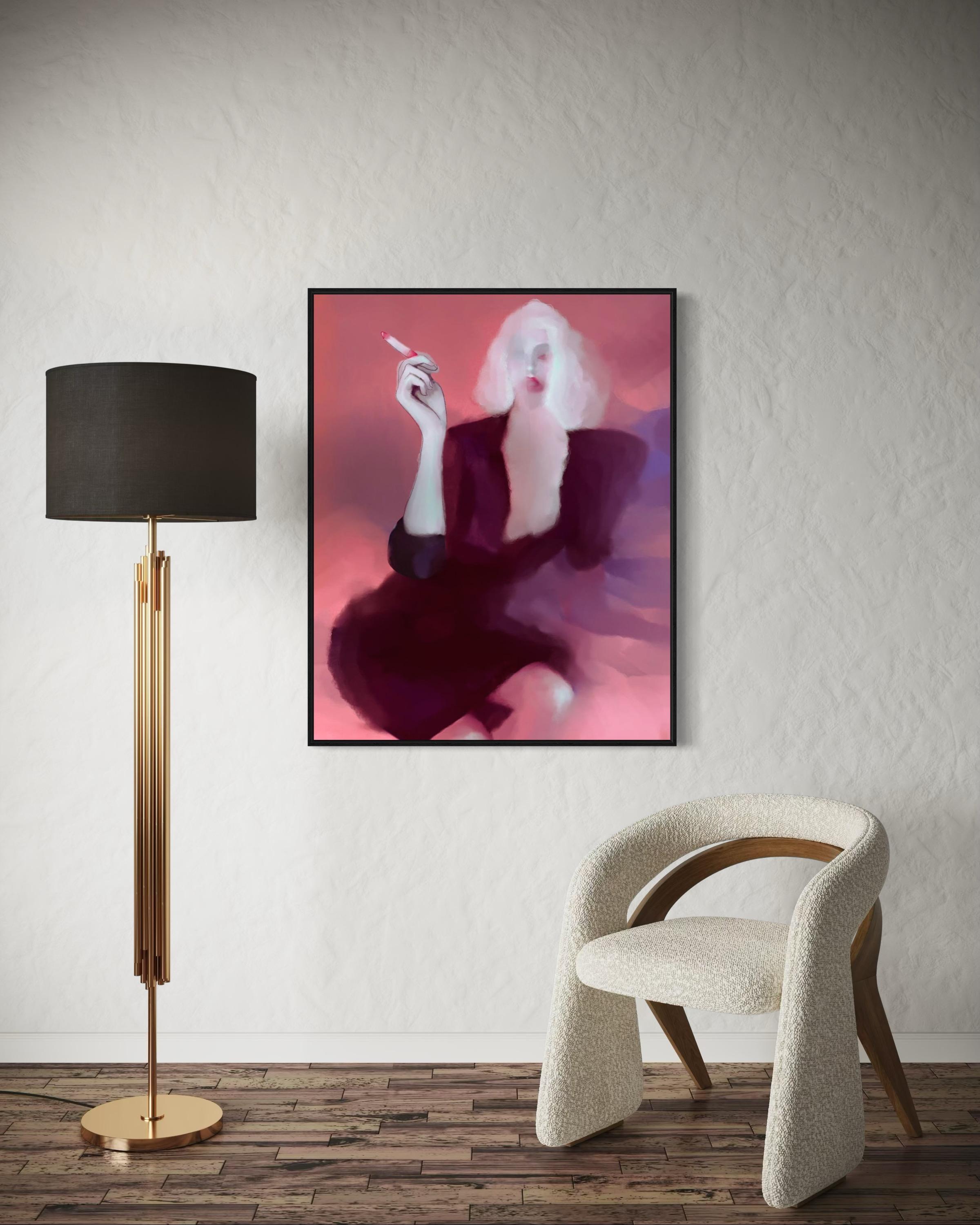 A woman with cigarette, 110x88cm, print on canvas For Sale 1