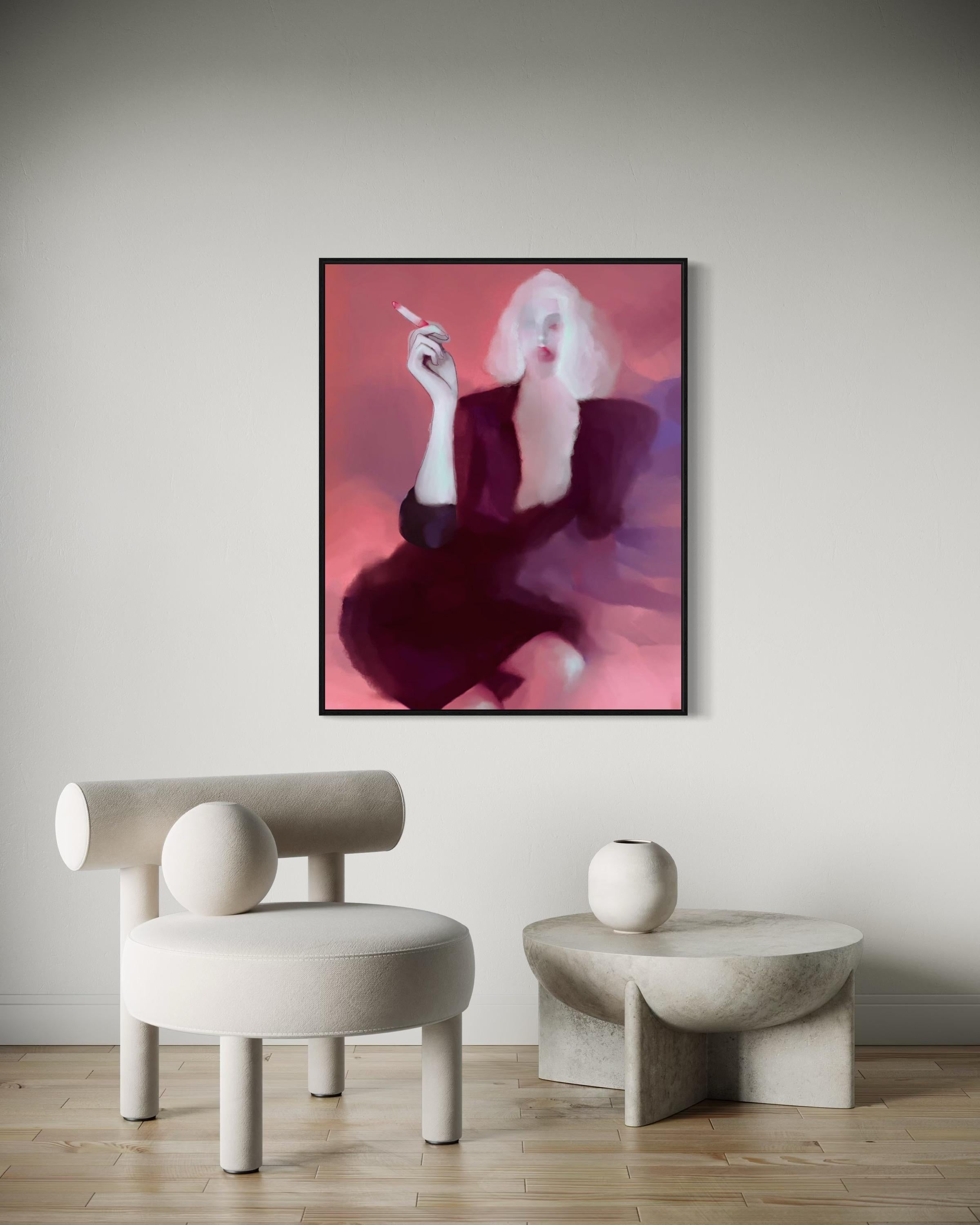 A woman with cigarette, 110x88cm, print on canvas For Sale 2