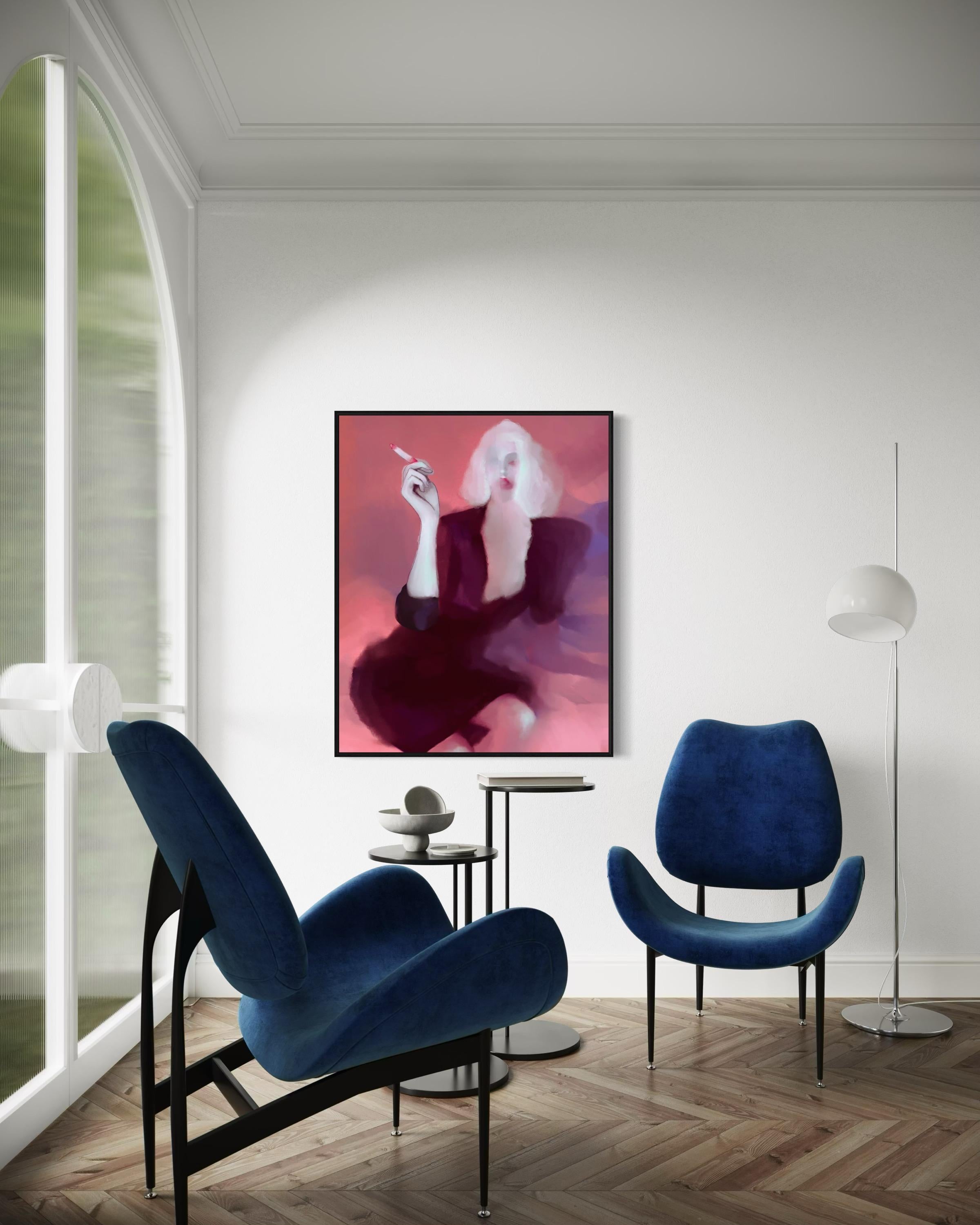 A woman with cigarette, 110x88cm, print on canvas For Sale 3