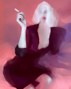 A woman with cigarette, 110x88cm, print on canvas