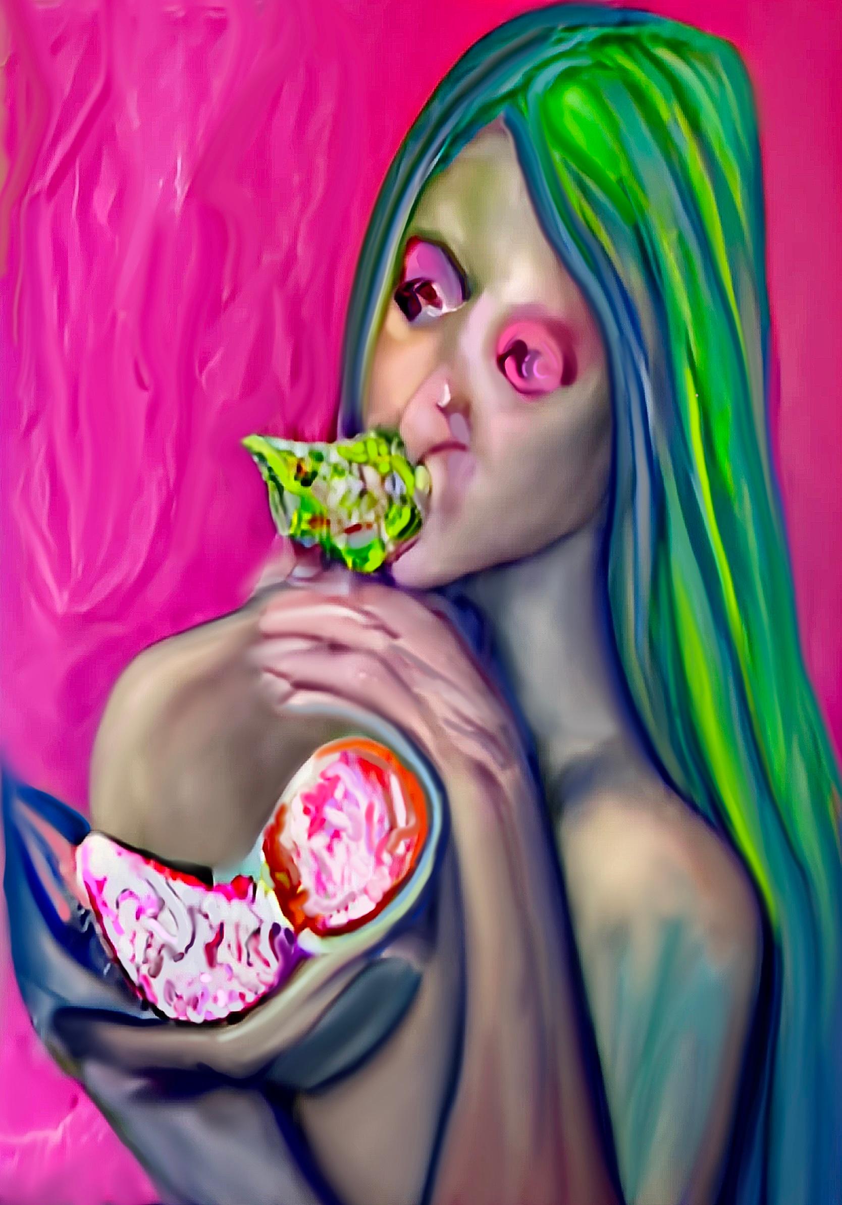 Interior Print de Lida Pshenichka - Proyecto "Venus come fruta", 110x80cm, impresión sobre lienzo