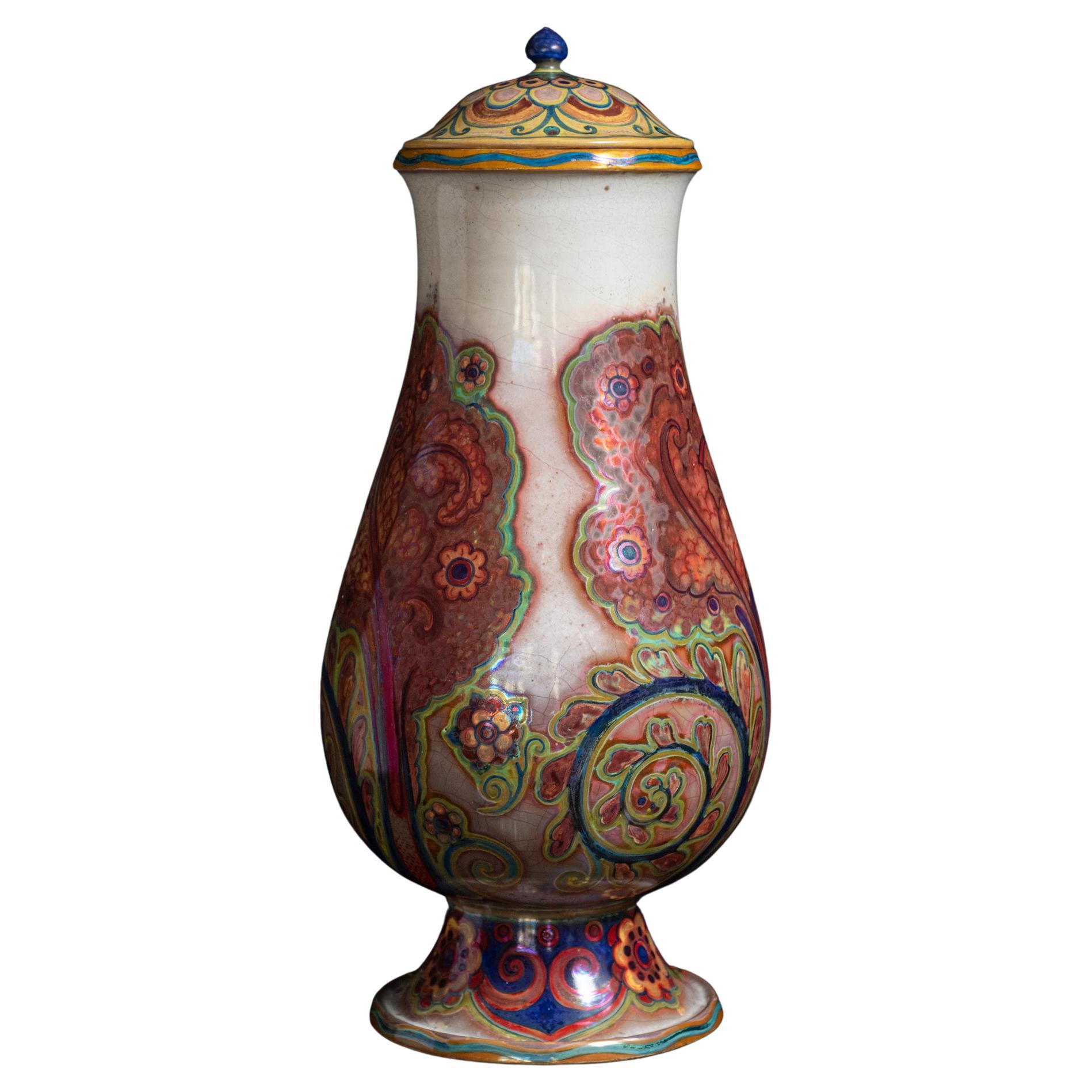 Lidded Art Nouveau Abarello by Galileo Chini For Sale