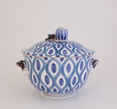 Lidded Blue bowl / Tureen Faience - Stig Lindberg - Gustavsbergs Studio - 1950s