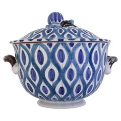 Lidded Blue bowl / Tureen Faience - Stig Lindberg - Gustavsbergs Studio - 1950s