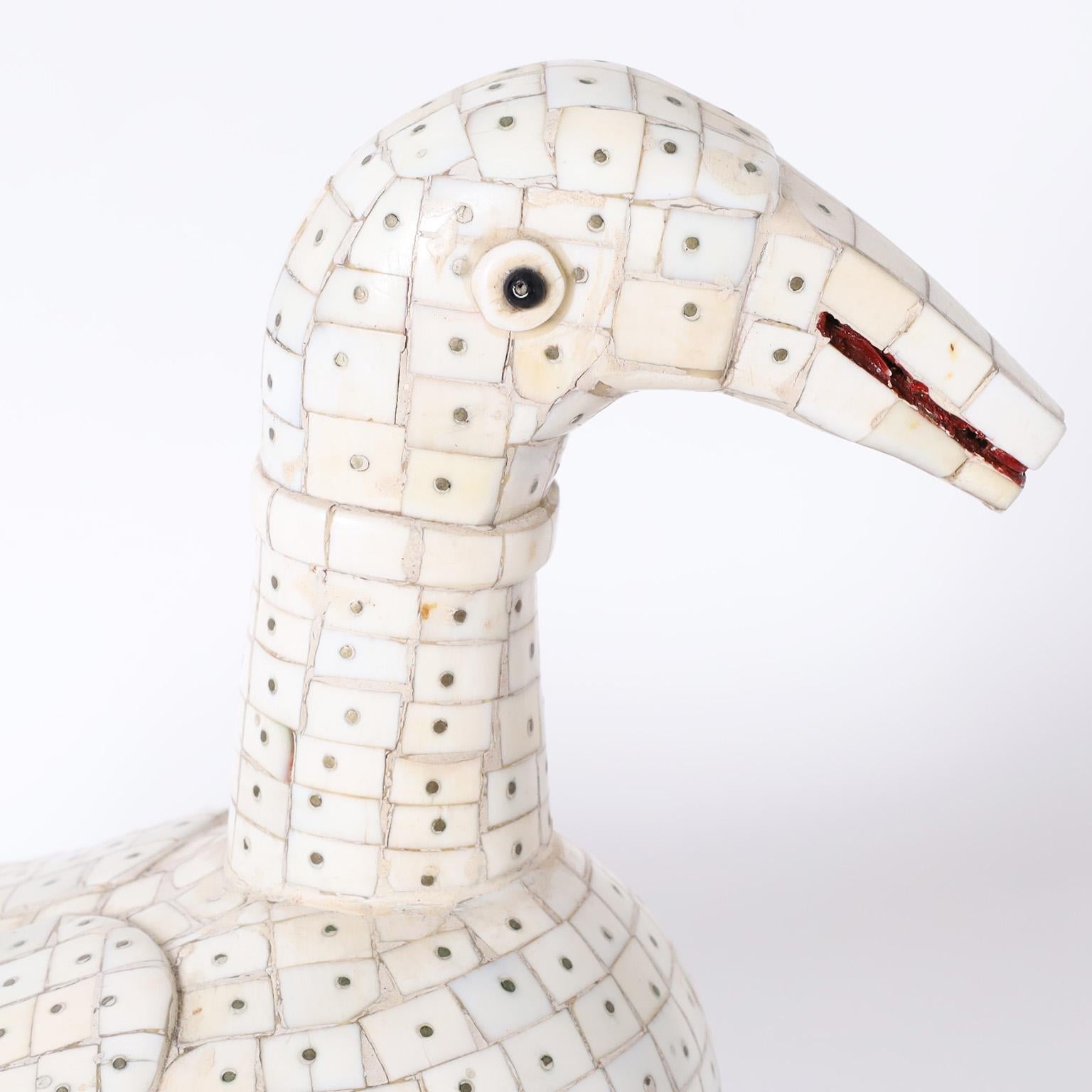 Mosaic Lidded Bone Duck Box