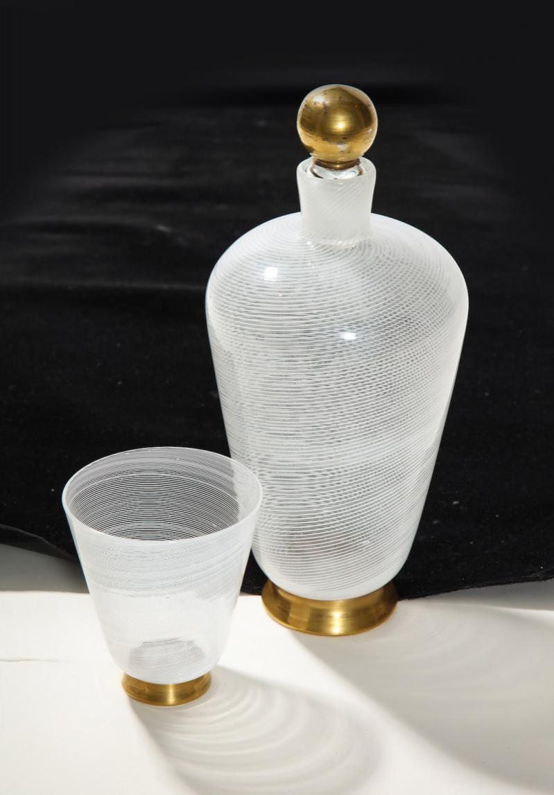 Lidded Bottle with Cup by Tomaso Buzzi for Venini In Good Condition In New York, NY