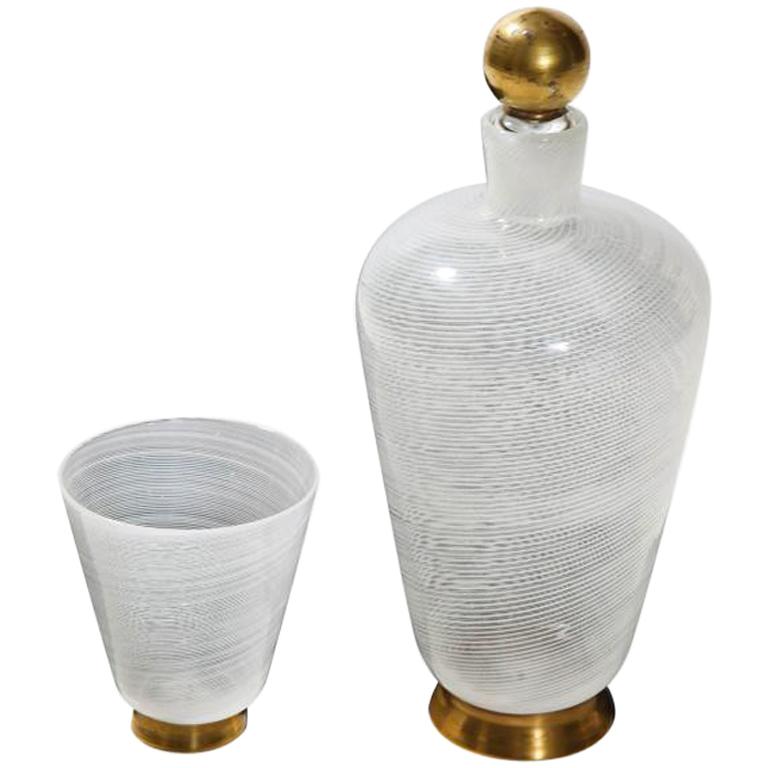 Lidded Bottle with Cup by Tomaso Buzzi for Venini