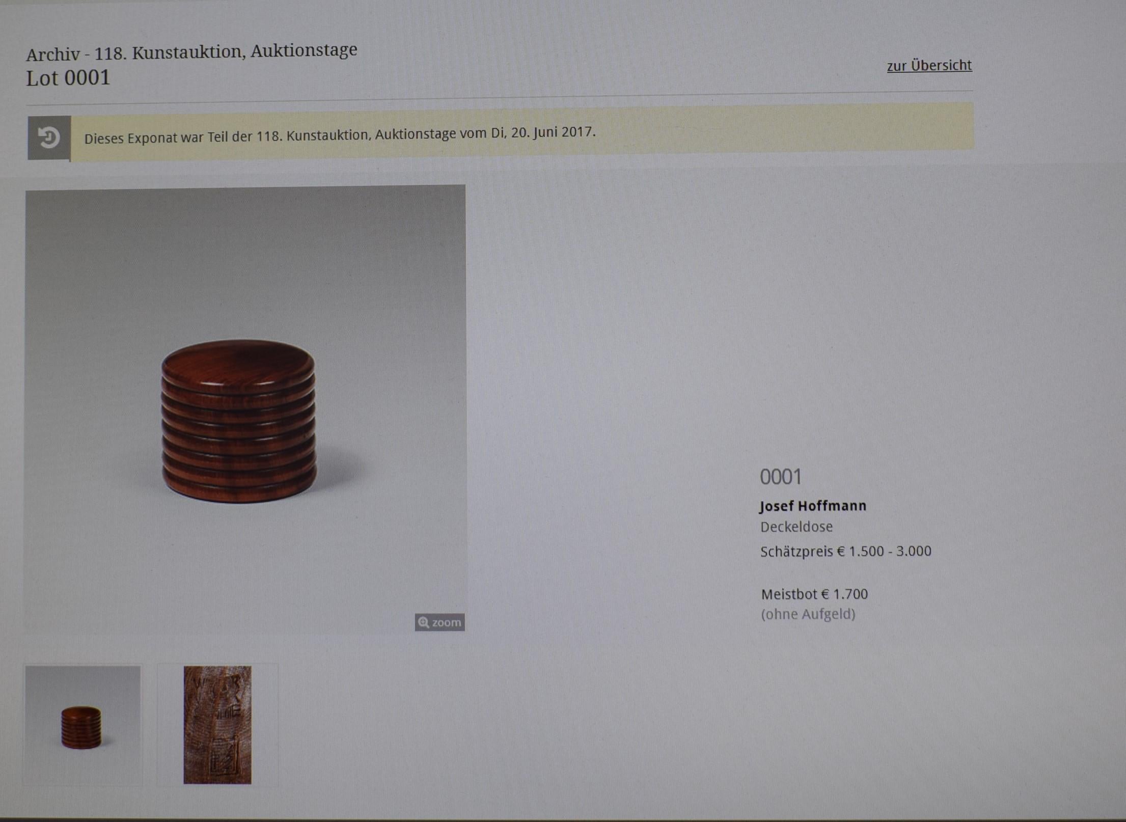 Early 20th Century Lidded Box by Josef Hoffmann for Wiener Werkstätte, 1920s For Sale