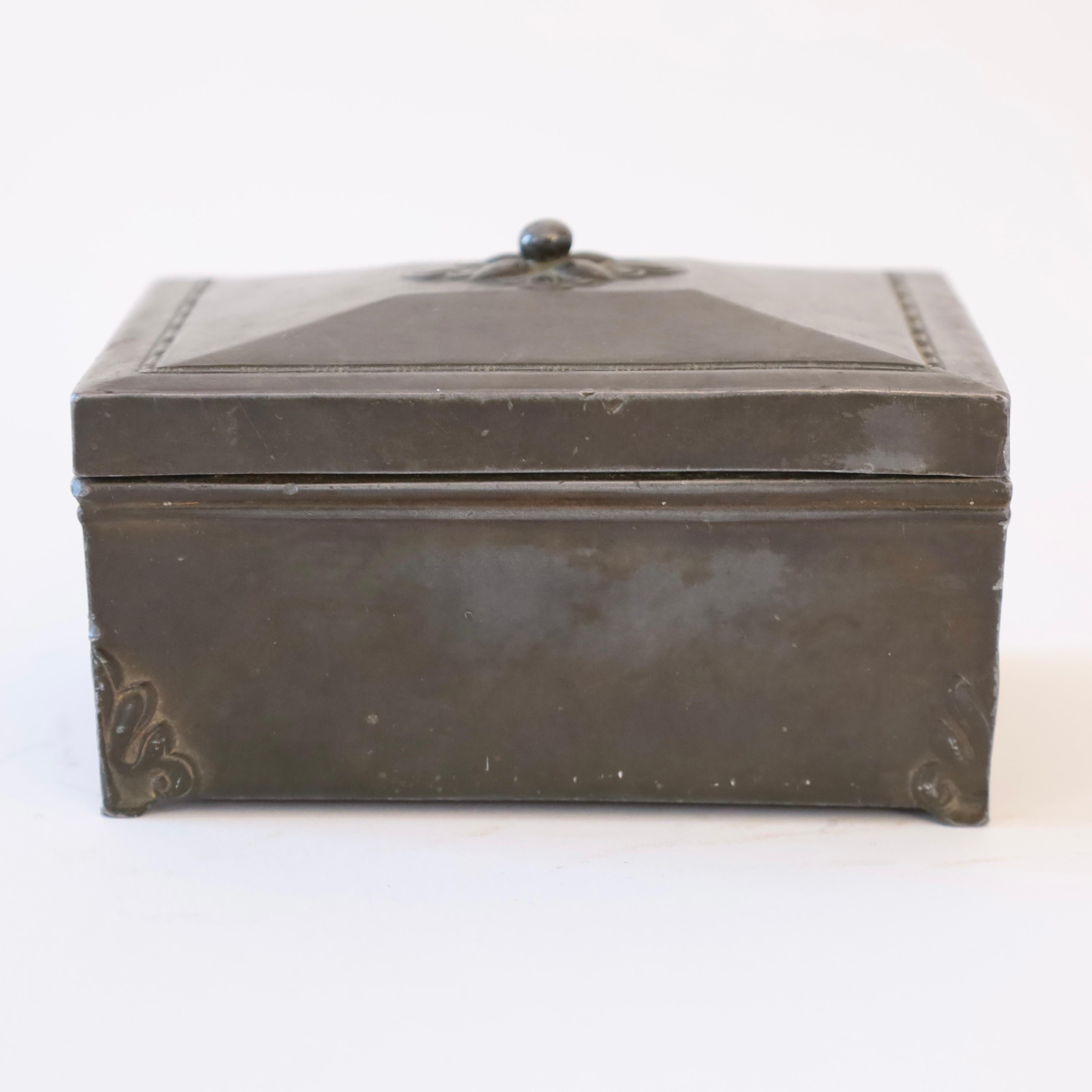 Metal Lidded box by Just Andersen, 1920s, Denmark For Sale