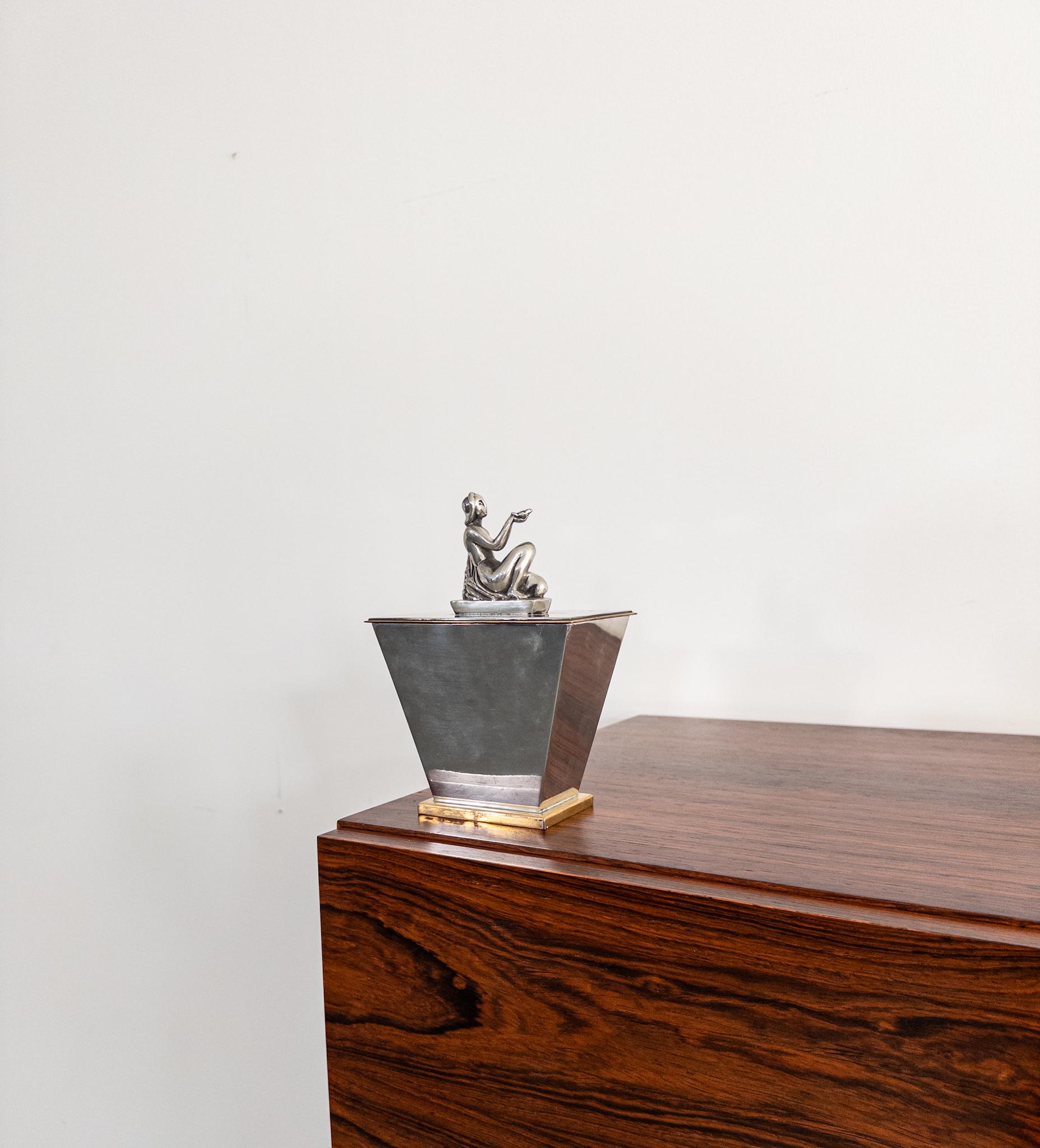 Lidded Box by Oscar Antonsson from Ystad-Metall, 1930s In Good Condition For Sale In Staffanstorp, SE