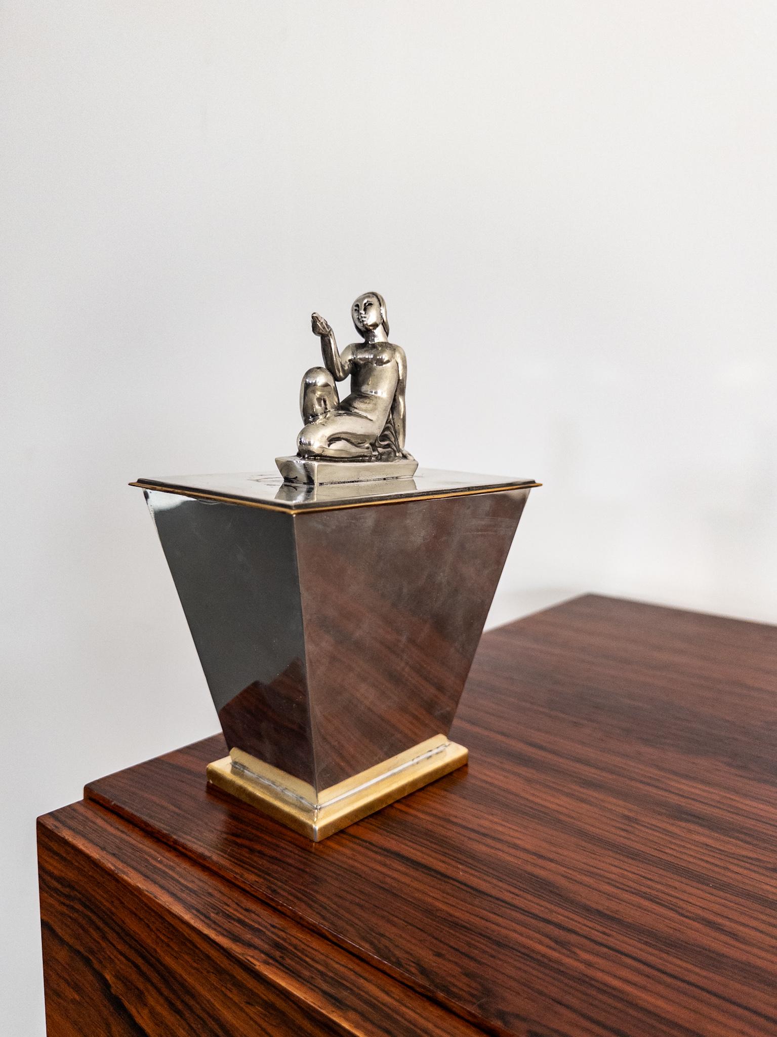 Mid-20th Century Lidded Box by Oscar Antonsson from Ystad-Metall, 1930s For Sale