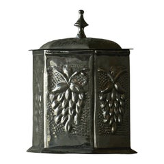 Lidded Box with Grape Decoration in Patinated Silver Plated Brass 19th Century