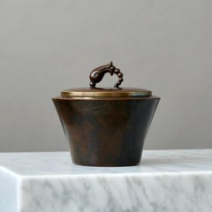 Lidded Bronze Art Deco Box by H.F. Ægte Bronce, Denmark, 1930s