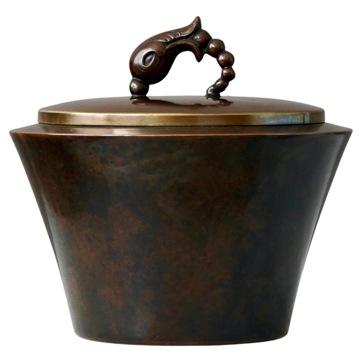 Lidded Bronze Art Deco Box by H.F. Ægte Bronce, Denmark, 1930s