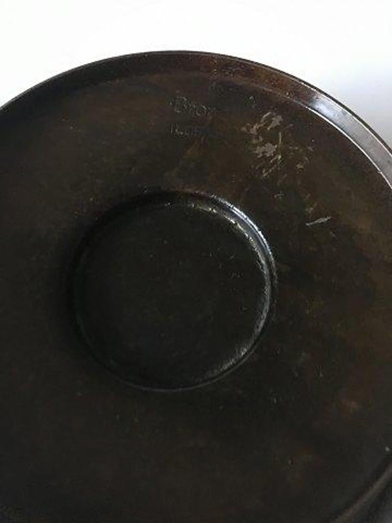 Danish Lidded Bronze Bowl Ornamented with a Bird