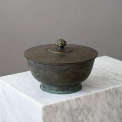 Bronzeschachtel mit Deckel von Hans Bergstrom für Ystad Metall / Bronze, Schweden, 1930er Jahre