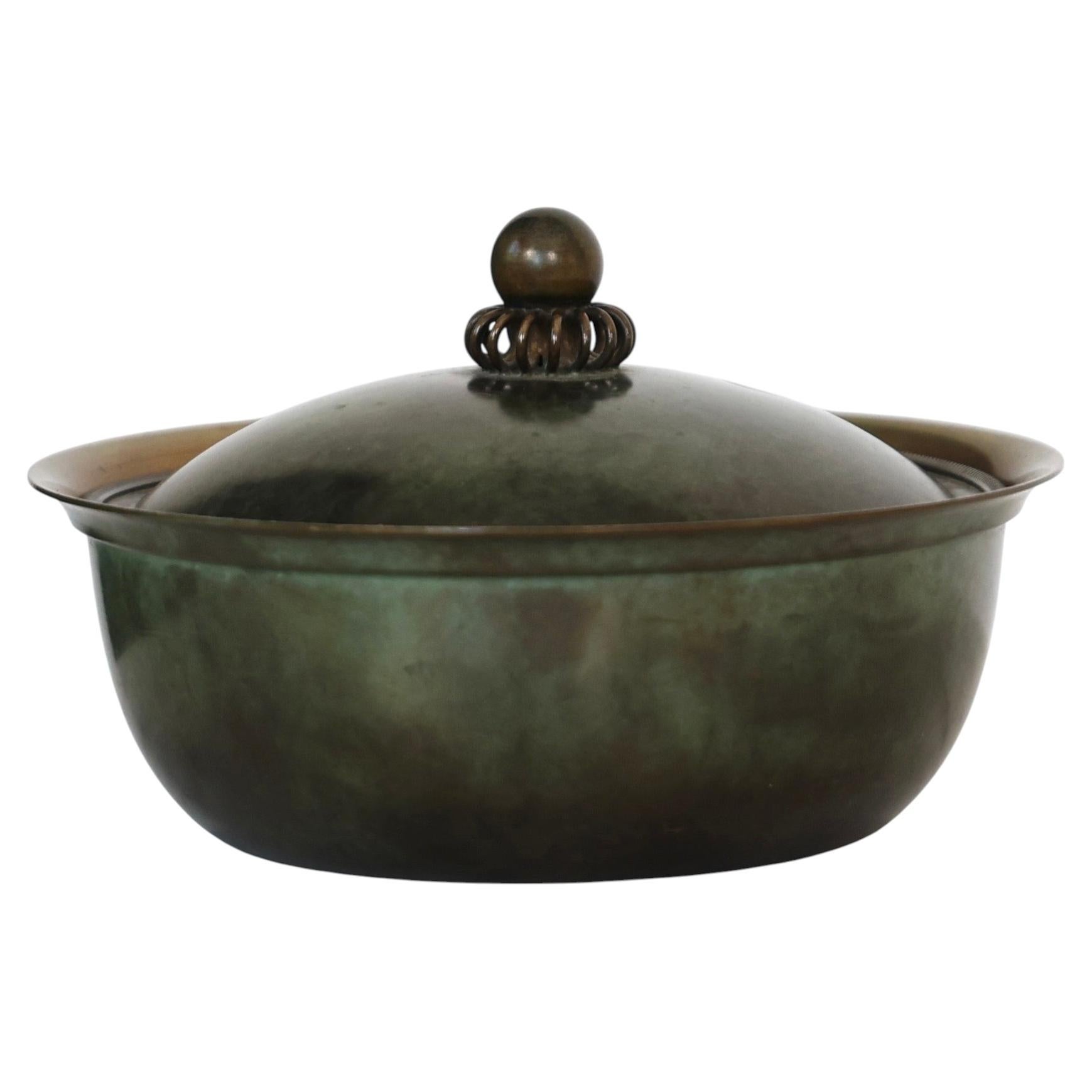 Lidded Bronze Jar by Just Andersen, 1930s, Denmark For Sale