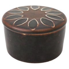 Lidded Brown Ceramic Bowl - Hertha Bengtson -  Rörstrand - Late 20th Century