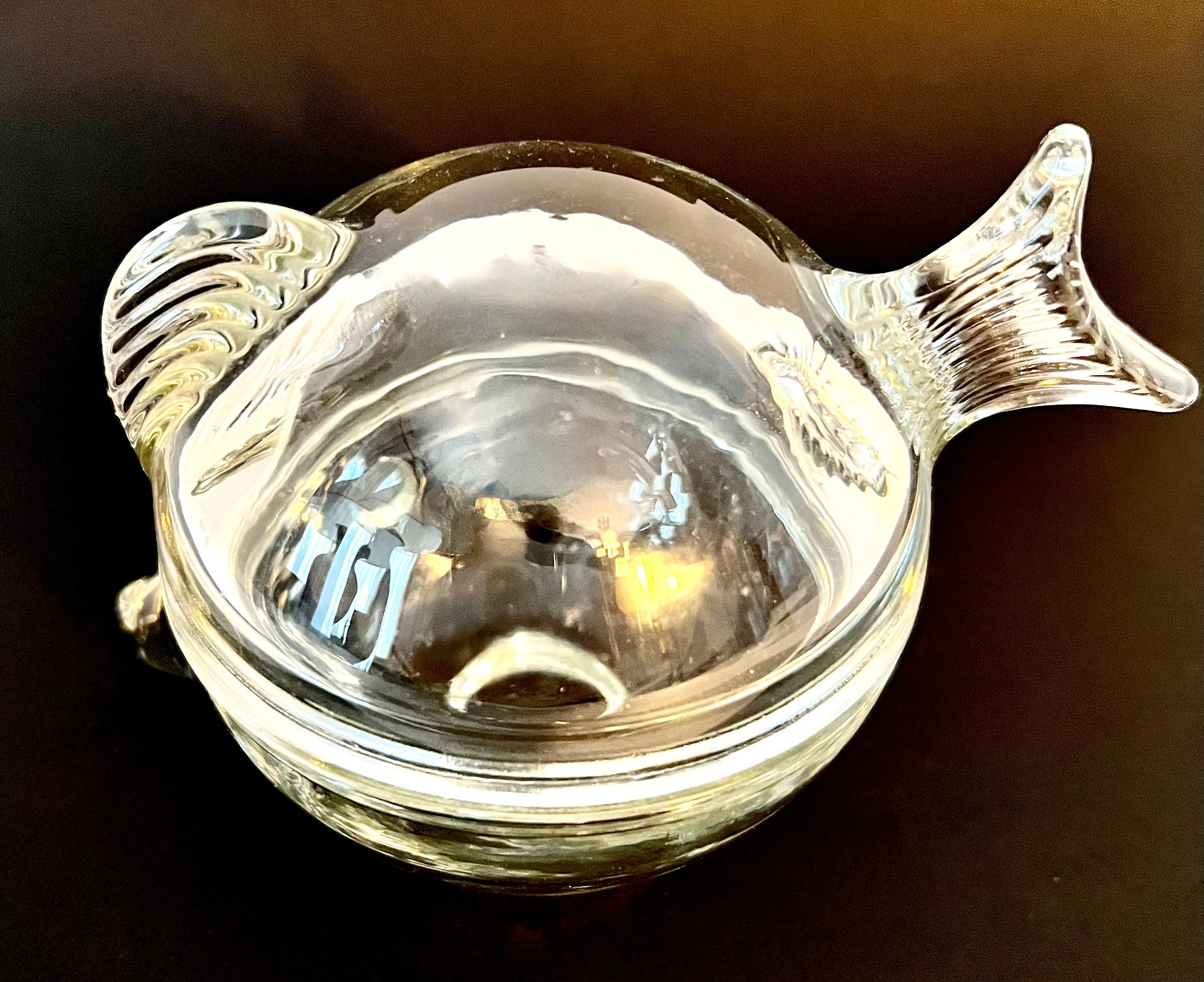 Lidded Glass Box in the Shape of a Fish with Fin and Tail 1