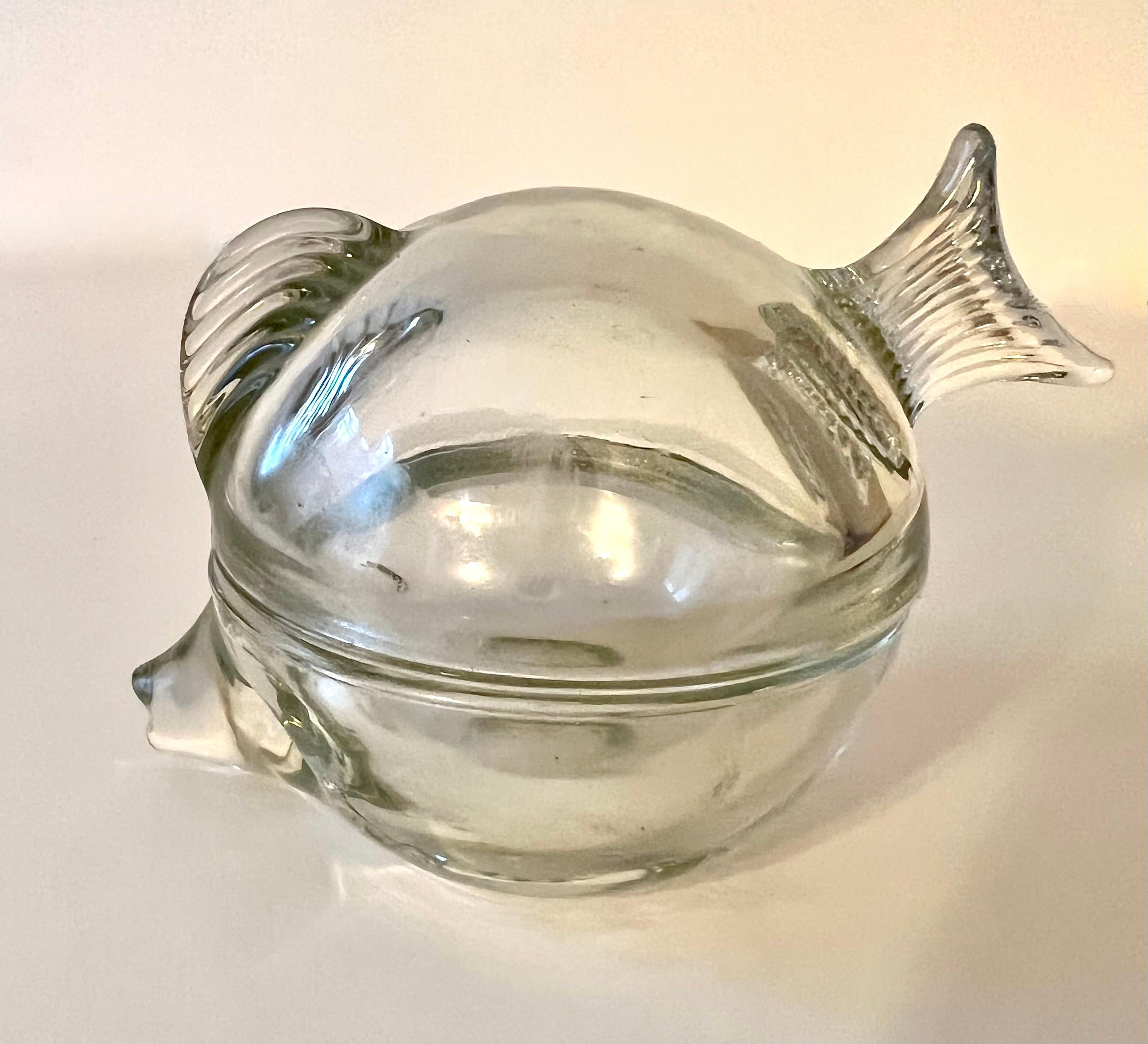 Lidded Glass Box in the Shape of a Fish with Fin and Tail 3