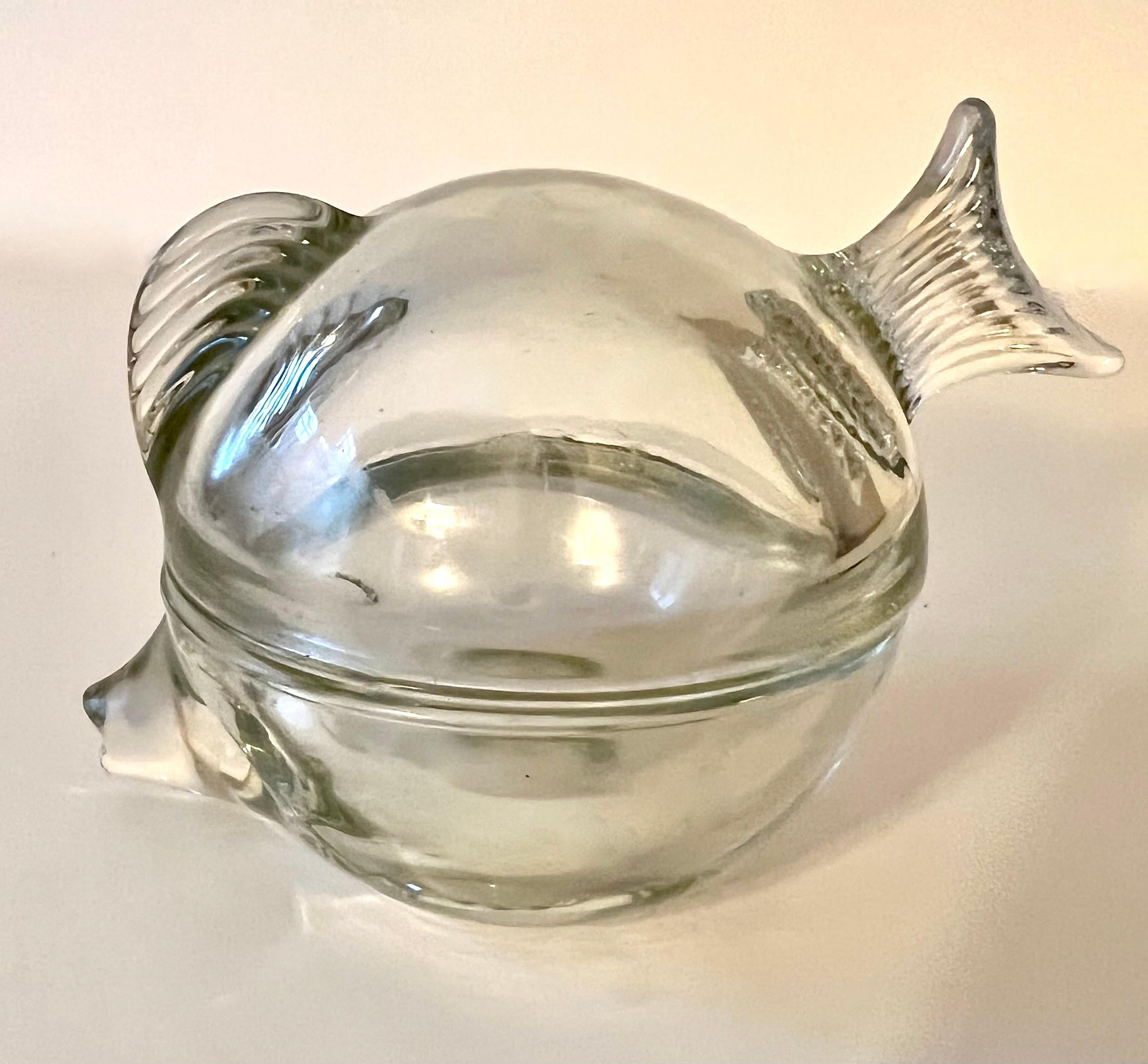 Lidded Glass Box in the Shape of a Fish with Fin and Tail 4