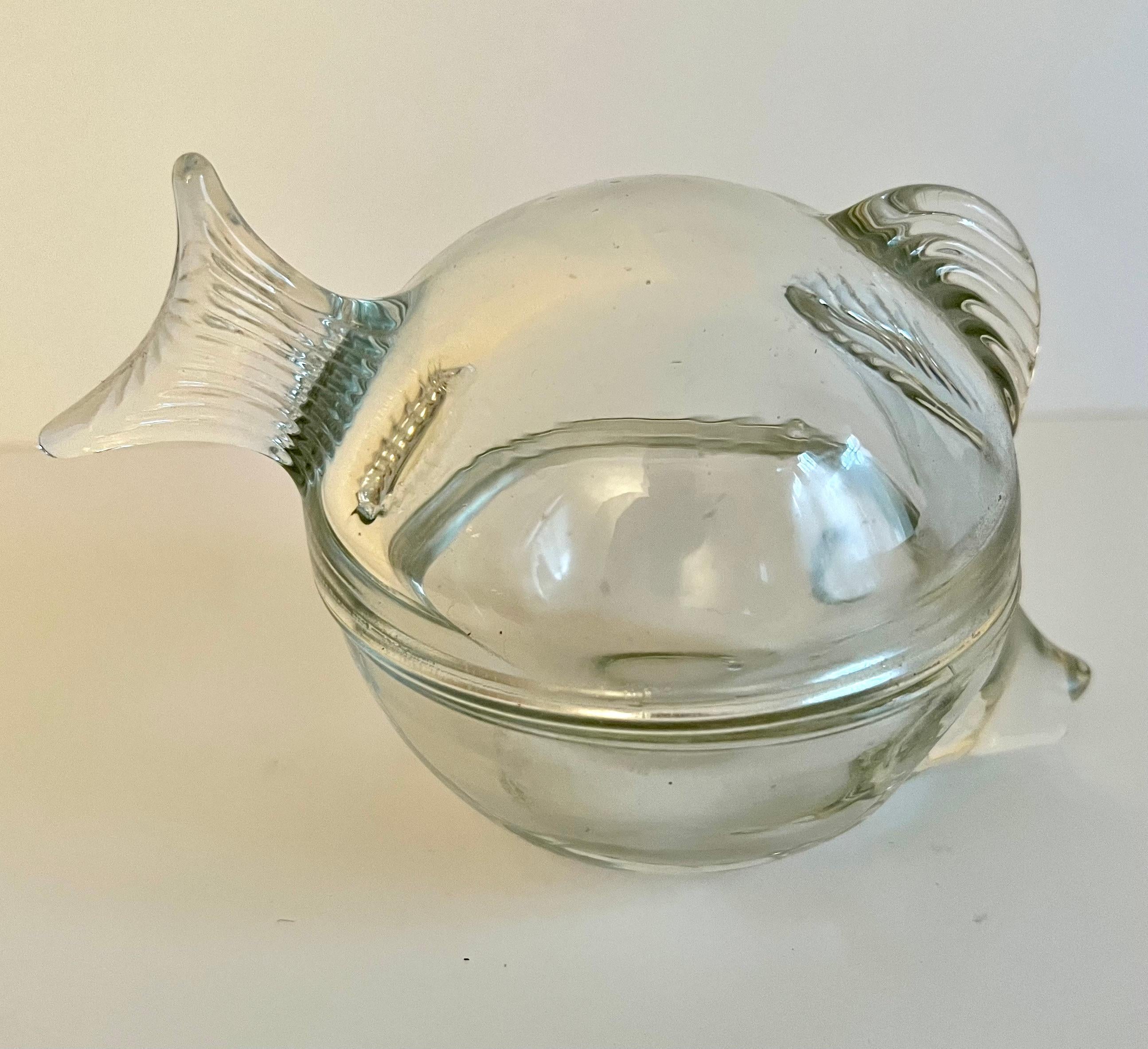 Lidded Glass Box in the Shape of a Fish with Fin and Tail 5