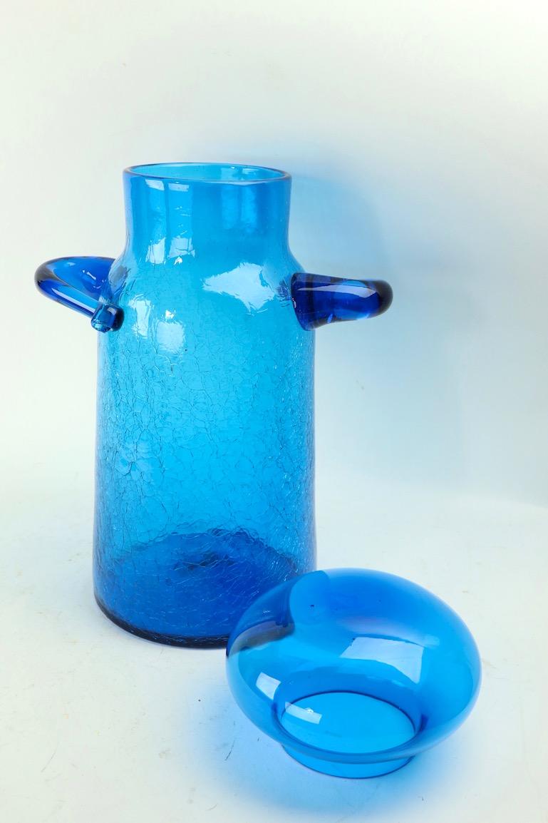 Art Glass Lidded Glass Jar Designed by John Nickerson for Blenko For Sale