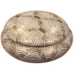 Lidded Gold and White Porcelain Box by Jay Spectre for Silvestri