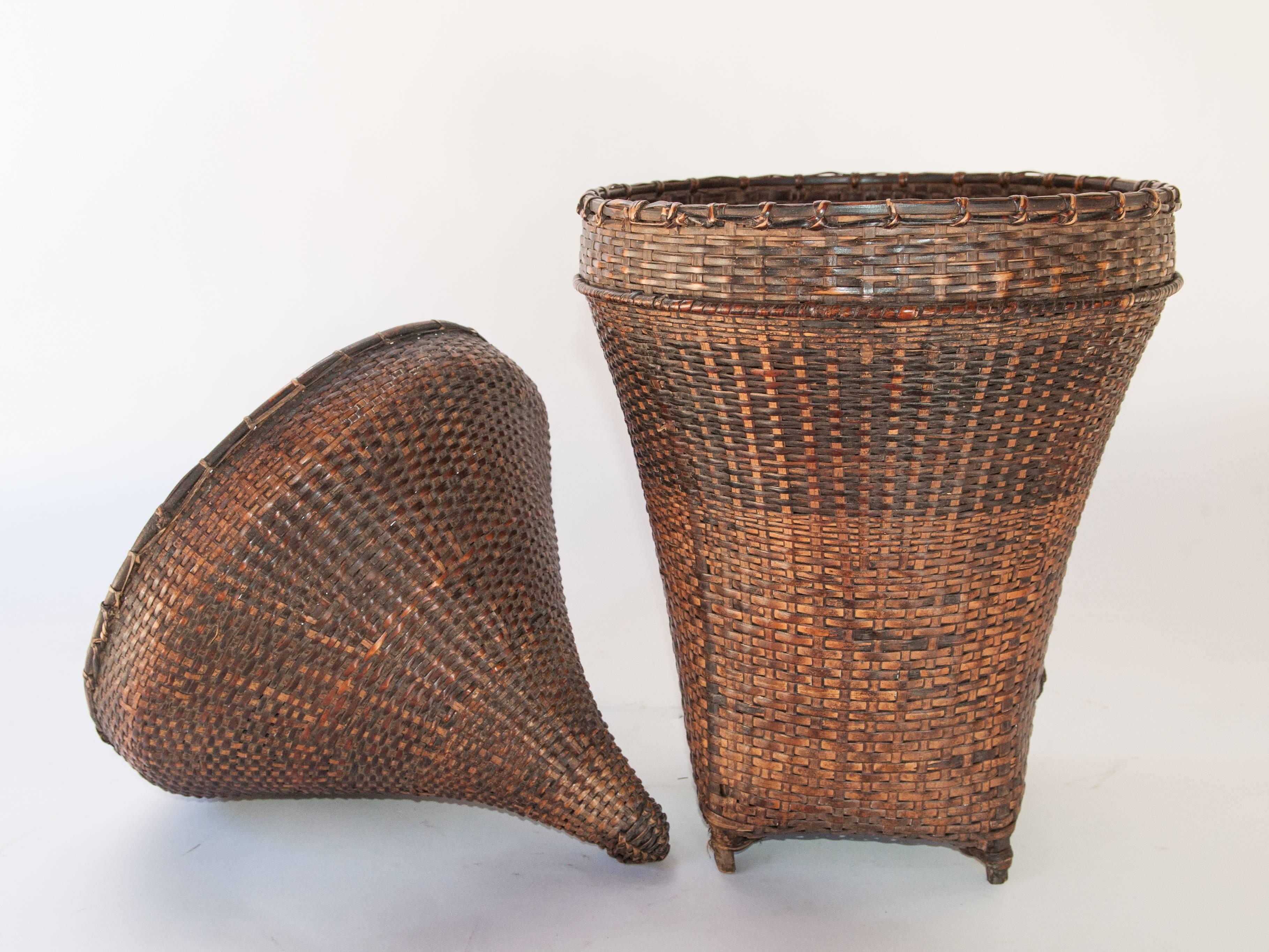 Lidded Handwoven Storage Basket, Chin People of Burma, Mid-20th Century, Bamboo 5