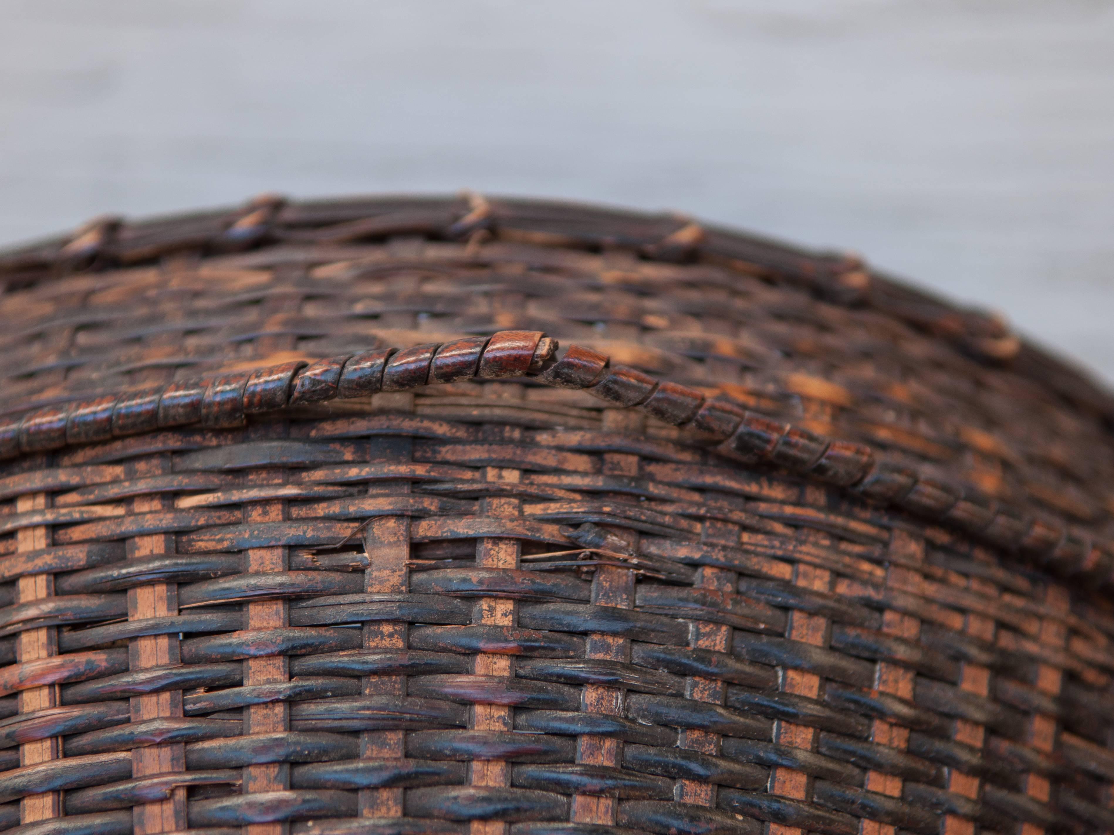 Lidded Handwoven Storage Basket, Chin People of Burma, Mid-20th Century, Bamboo 3