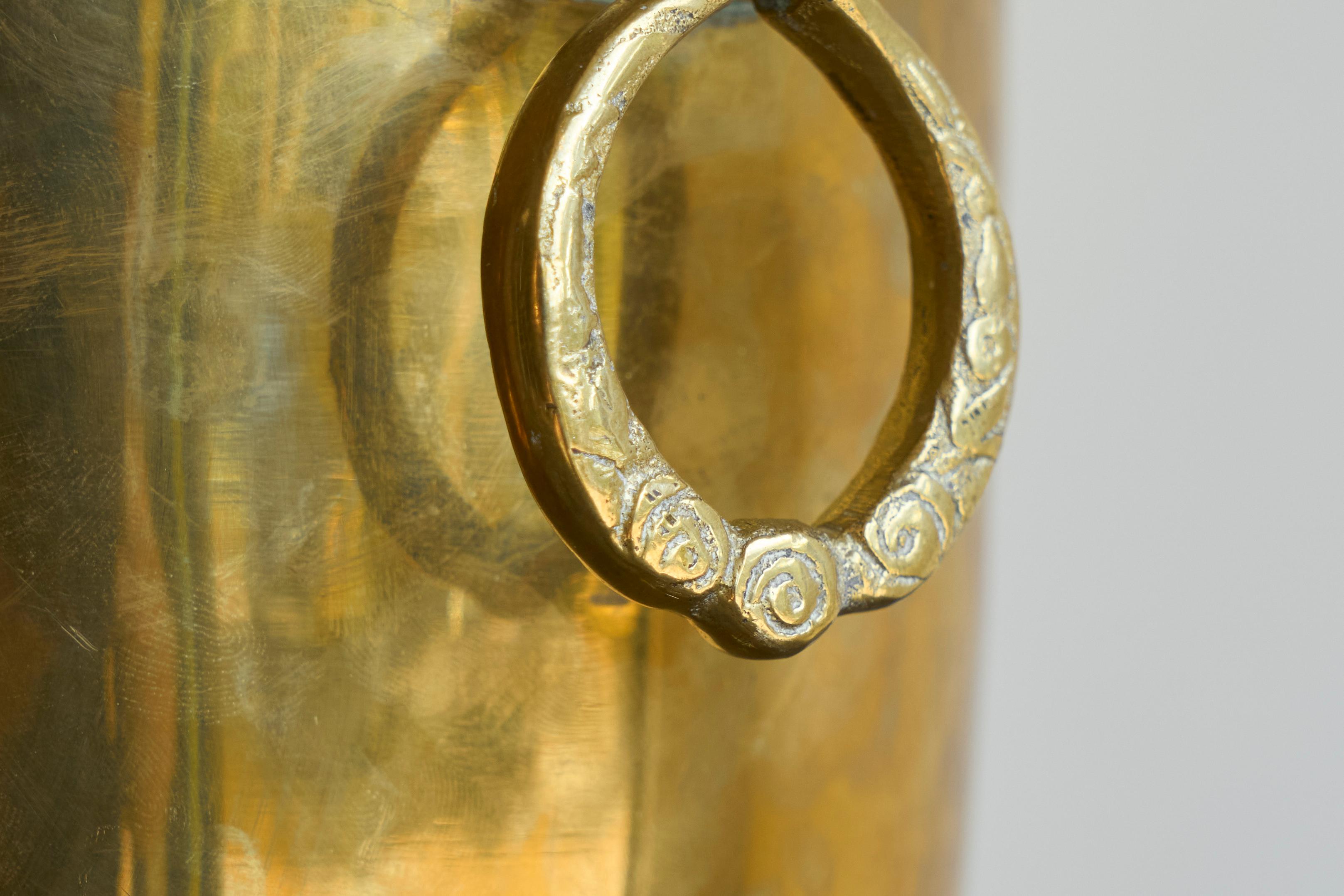 Hand-Crafted Lidded Ice Bucket in Patinated Brass by Nader 1950s For Sale
