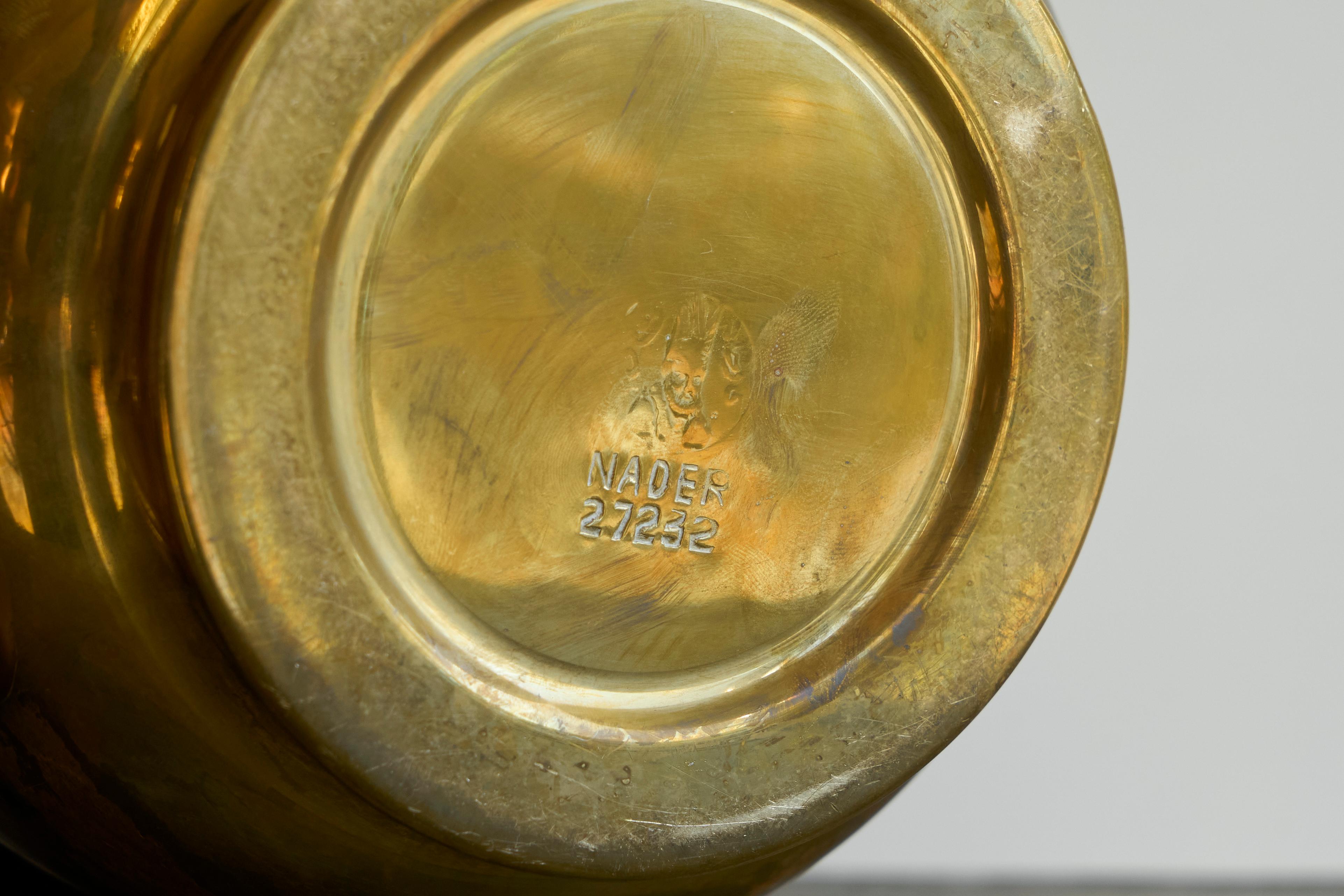 Lidded Ice Bucket in Patinated Brass by Nader 1950s For Sale 2
