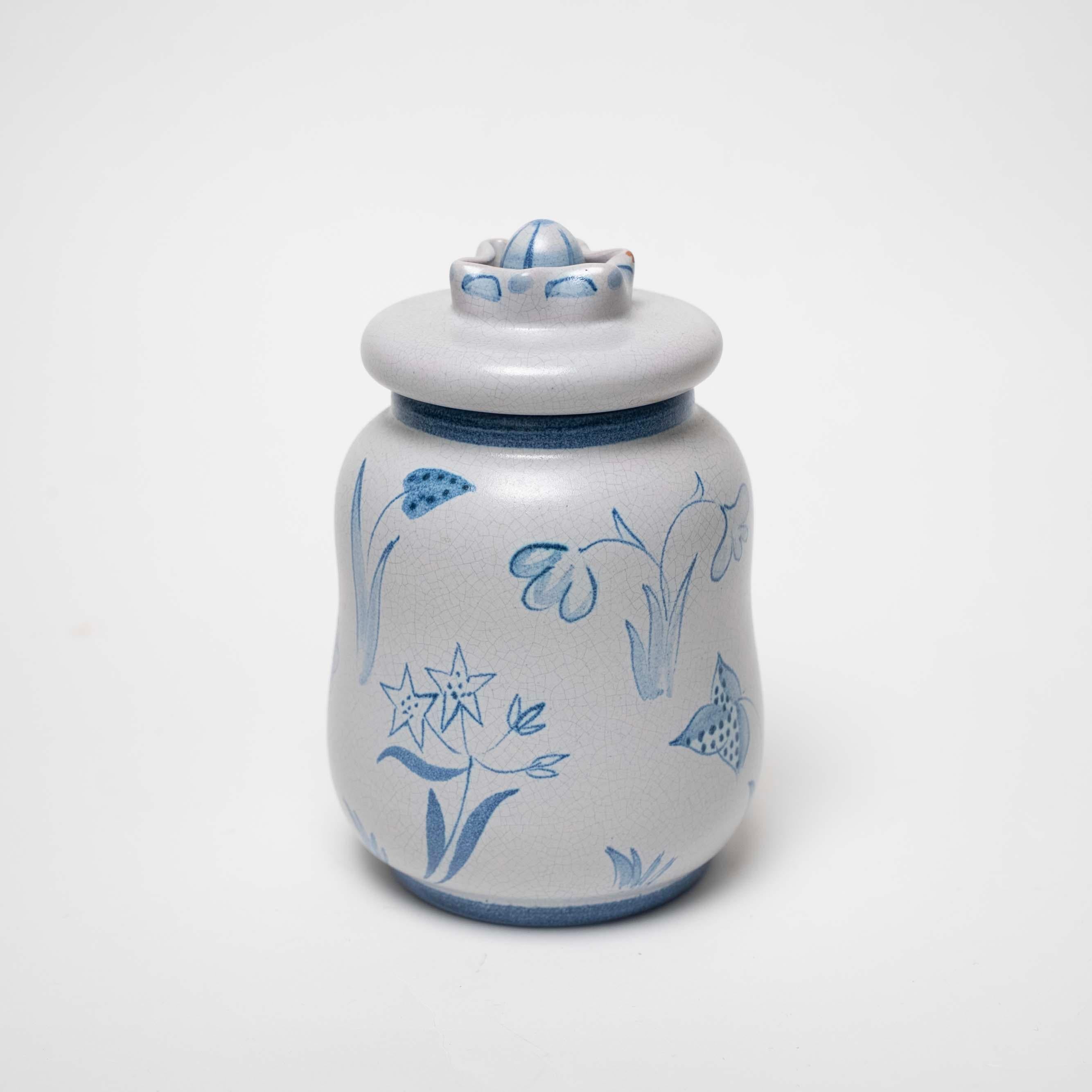 Ceramic Lidded Jar by Eva Jancke Björk for Bo Fajans, Sweden, c. 1930 For Sale